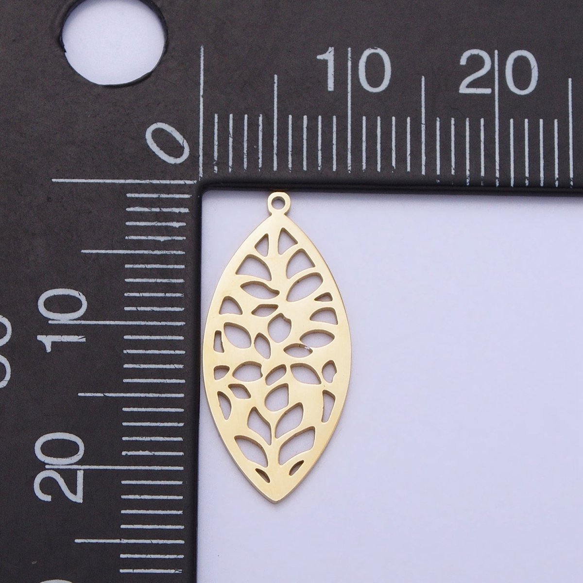 Gold, Silver Marquise-Shaped Open Abstract Geometric Charm in Gold & Silver | P-899