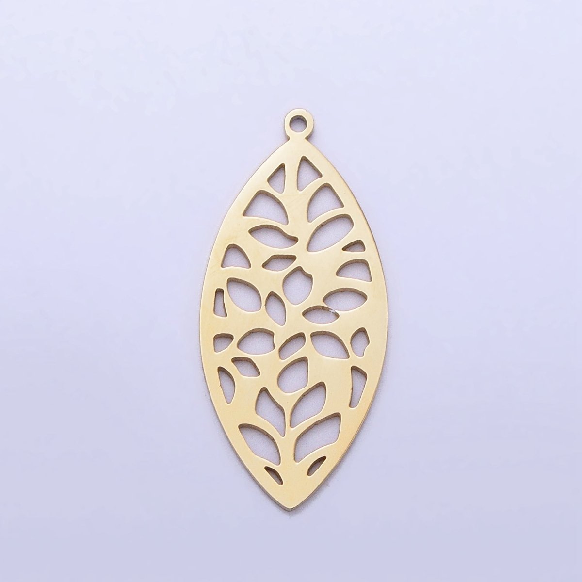 Gold, Silver Marquise-Shaped Open Abstract Geometric Charm in Gold & Silver | P-899