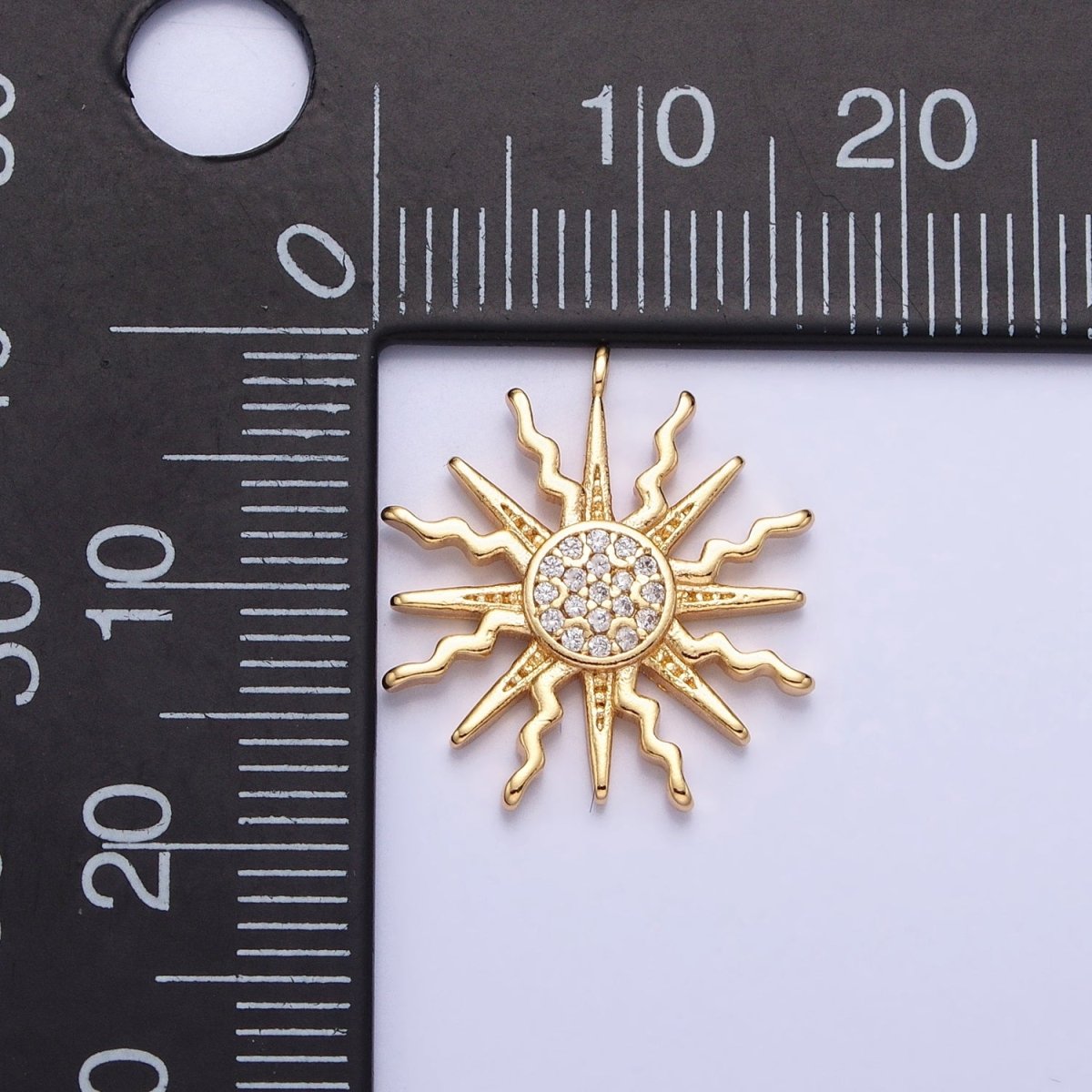 Gold, Silver Micro Paved CZ Celestial Sun Ray Add-On Charm | AC685 AC686