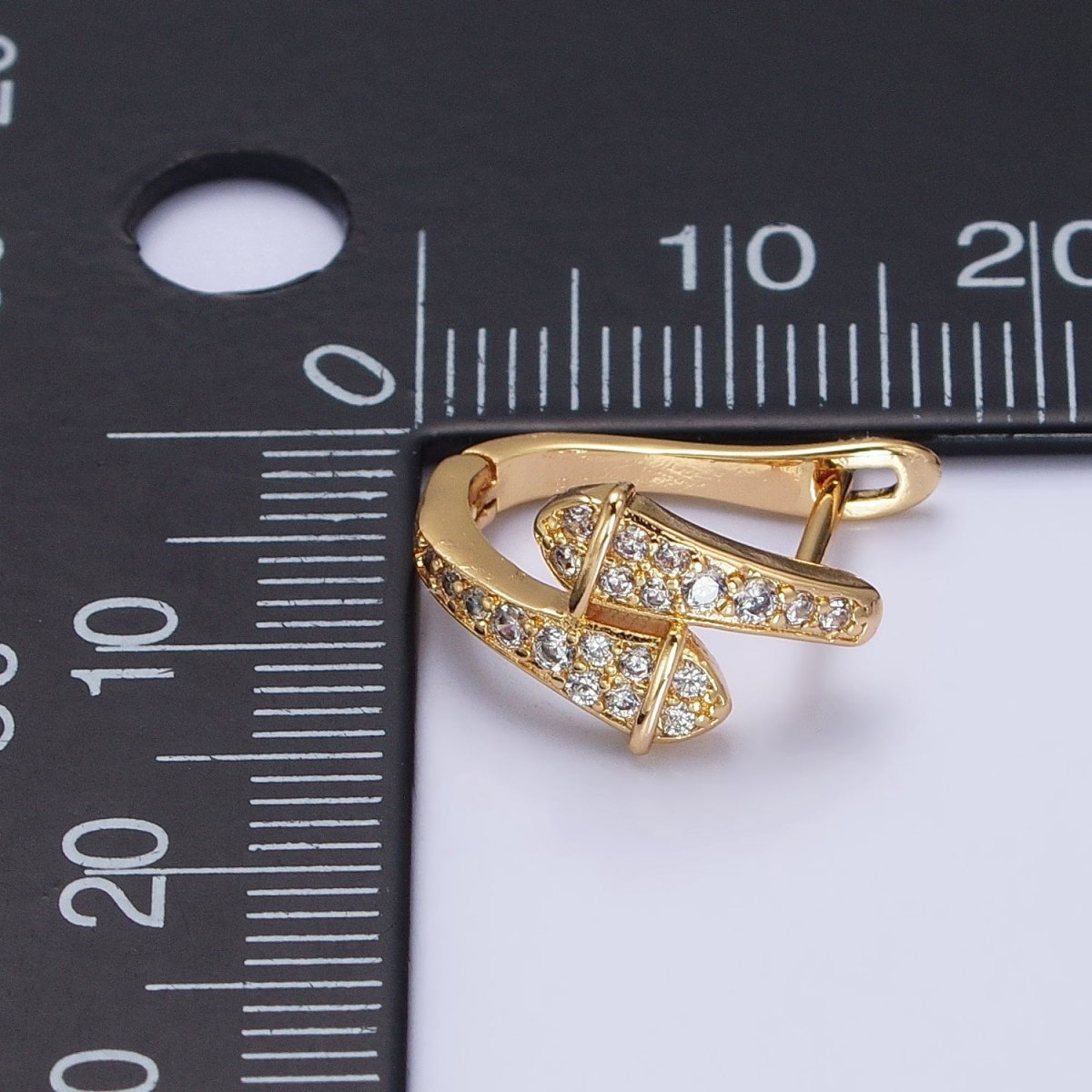 Gold, Silver Micro Paved CZ Double Serpent Snake Geometric English Lock Earrings | AB442 AB451