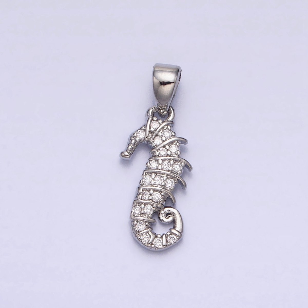 Gold, Silver Micro Paved CZ Seahorse Ocean Animal Mini Pendant | AA350 AA351