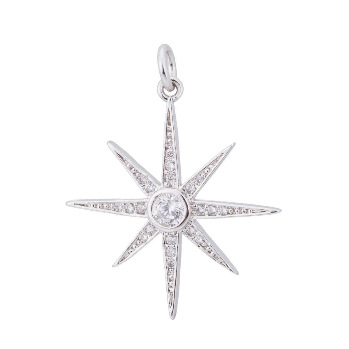 Gold, Silver Midnight Star, Starburst, Twinkle Shining Wish Dream Craft Cubic Zirconia Bracelet Charm Bead Finding Pendant For Jewelry Making C-178 - DLUXCA