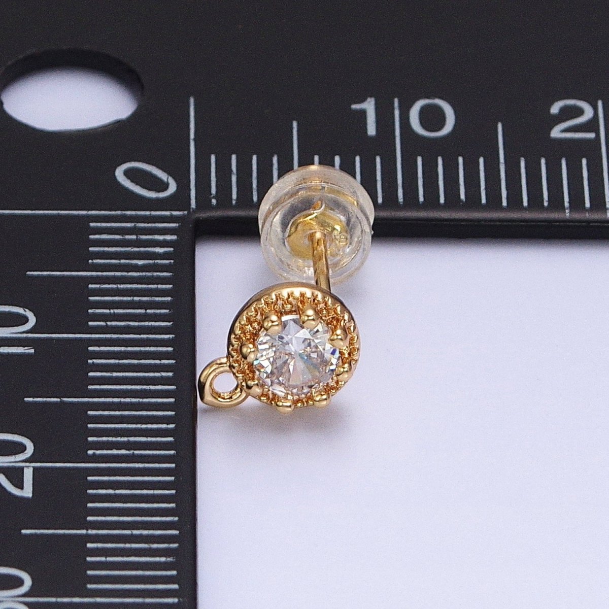 Gold, Silver Mini 8mm Round Clear CZ Open Loop Stud Earrings Supply | Z-363 Z-364