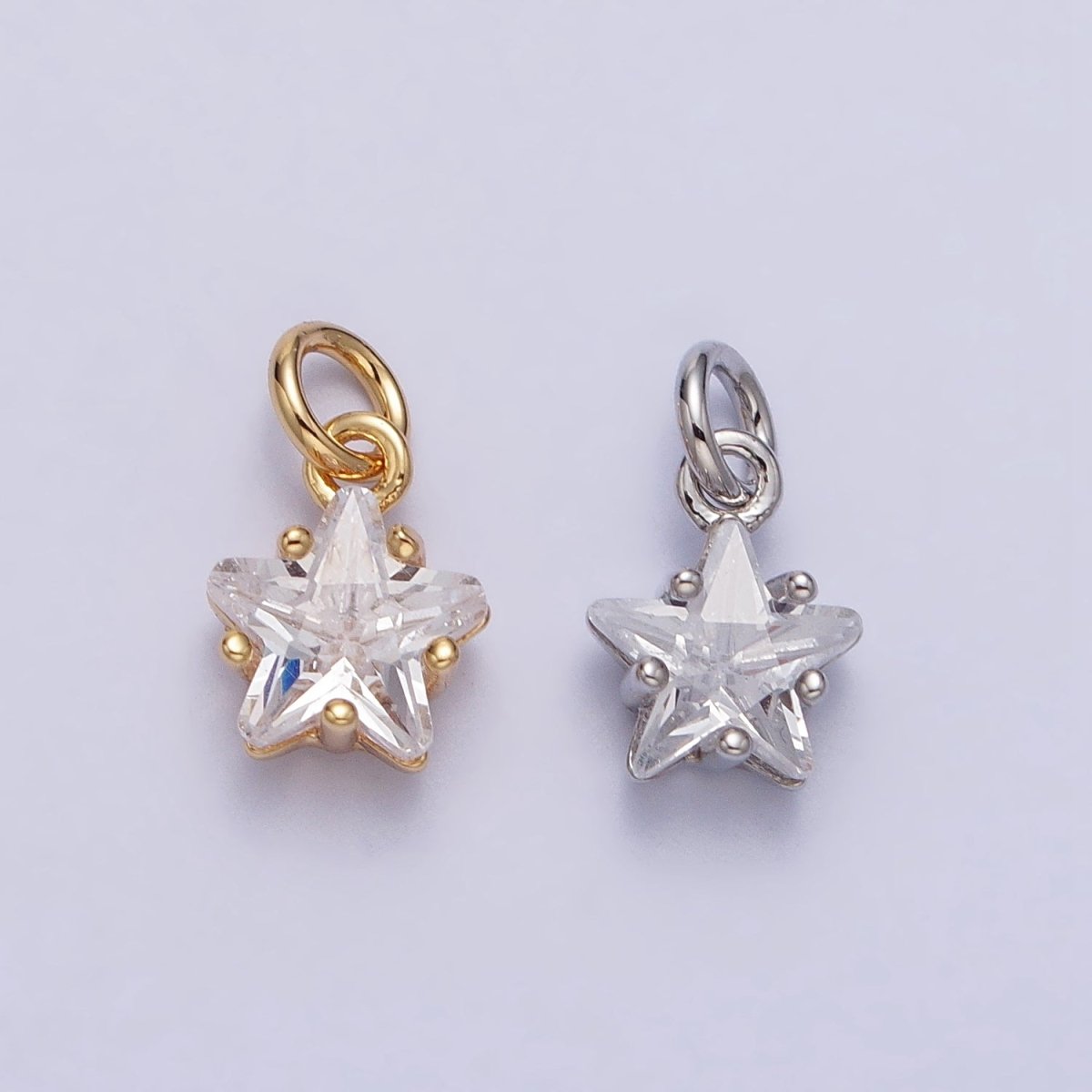 Gold, Silver Mini Celestial Star Clear CZ Cubic Zirconia Add-On Charm | AC237 AC238