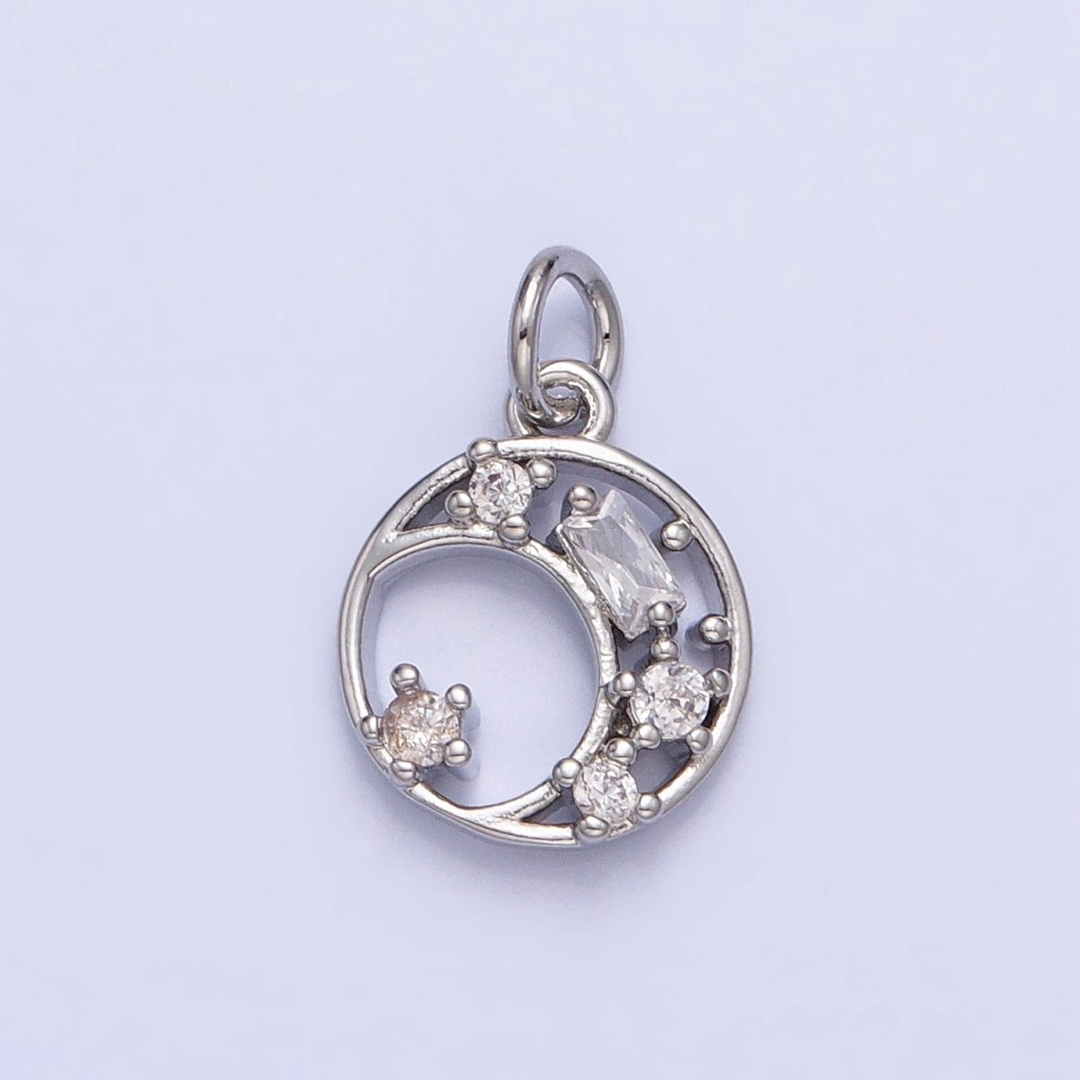 Gold, Silver Mini Crescent Moon Charm CZ Sun Celestial Add-On Charm | AC753 AC754