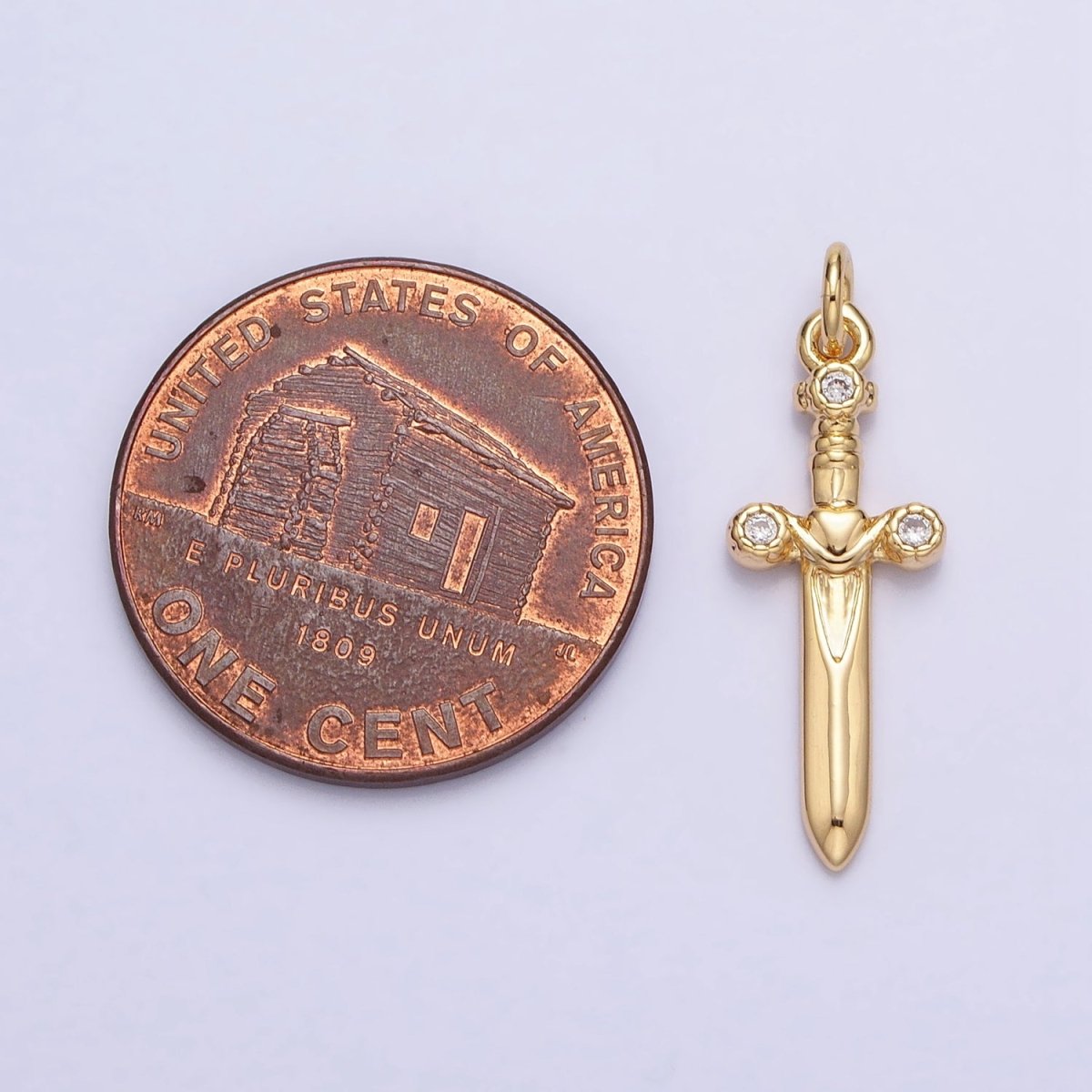 Gold, Silver Mini Dagger Sword Weapon CZ Add-On Charm | AC397 AC947