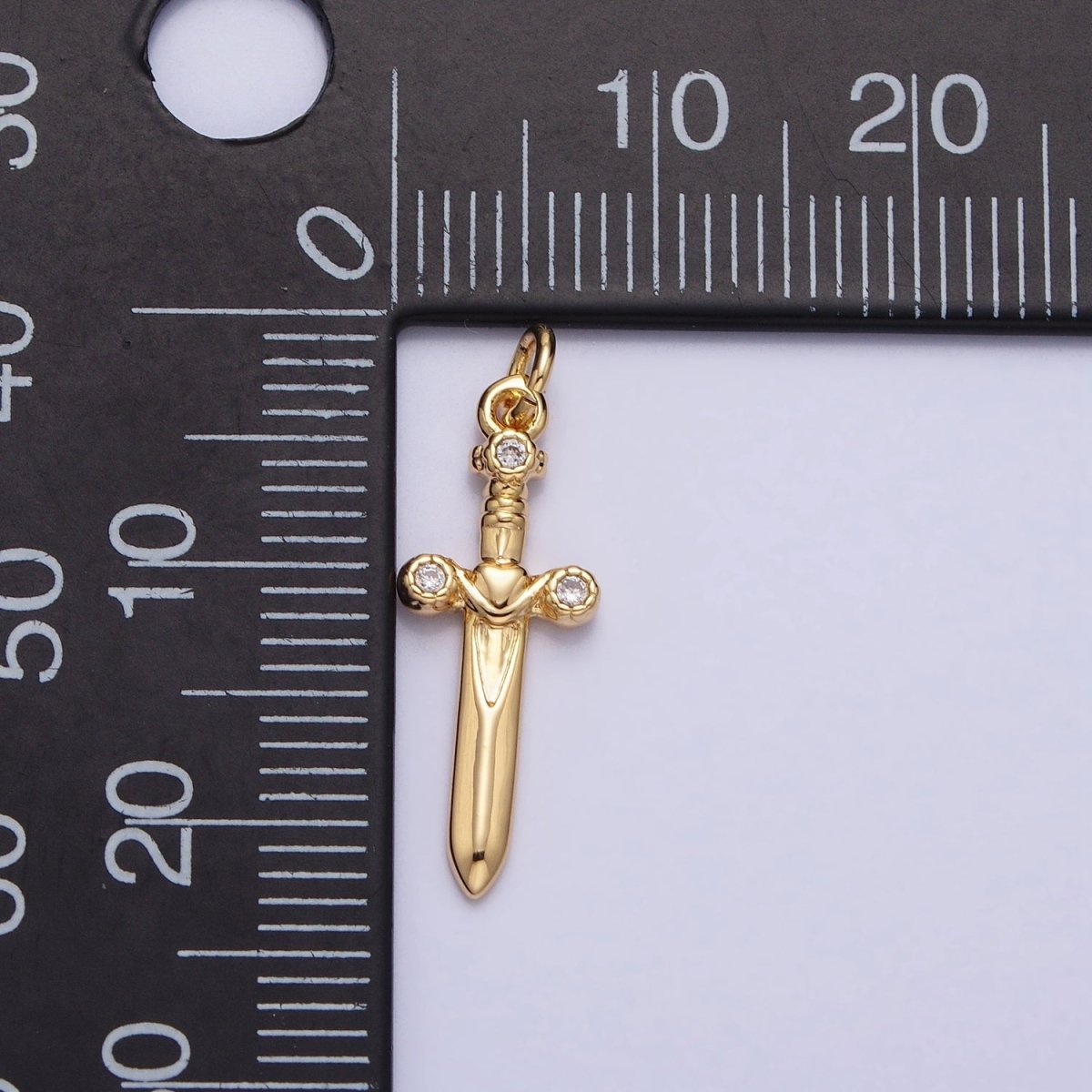 Gold, Silver Mini Dagger Sword Weapon CZ Add-On Charm | AC397 AC947