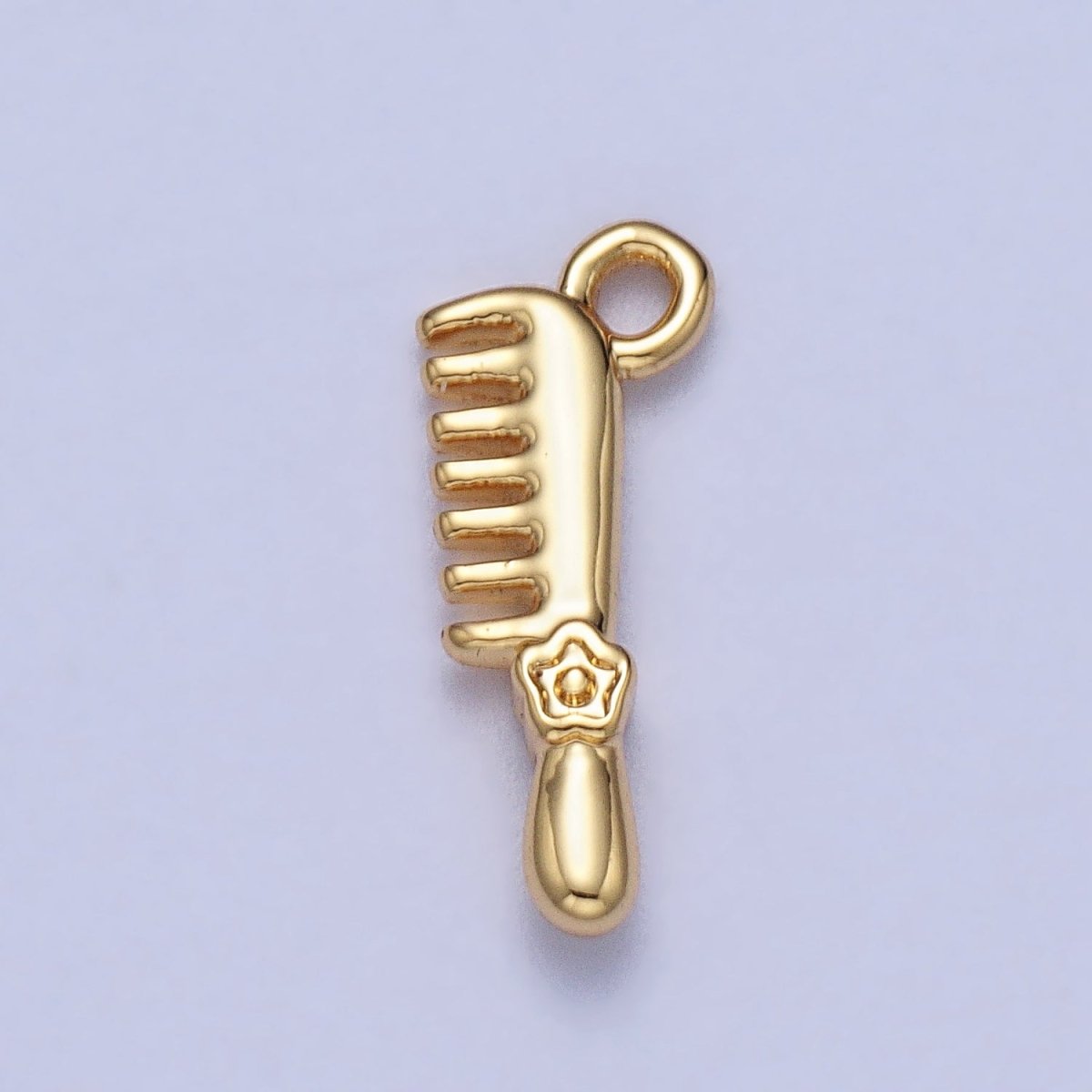 Gold, Silver Mini Flower-Themed Hairbrush Comb Add-On Charm | AC044