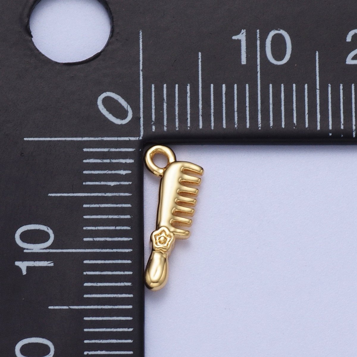 Gold, Silver Mini Flower-Themed Hairbrush Comb Add-On Charm | AC044