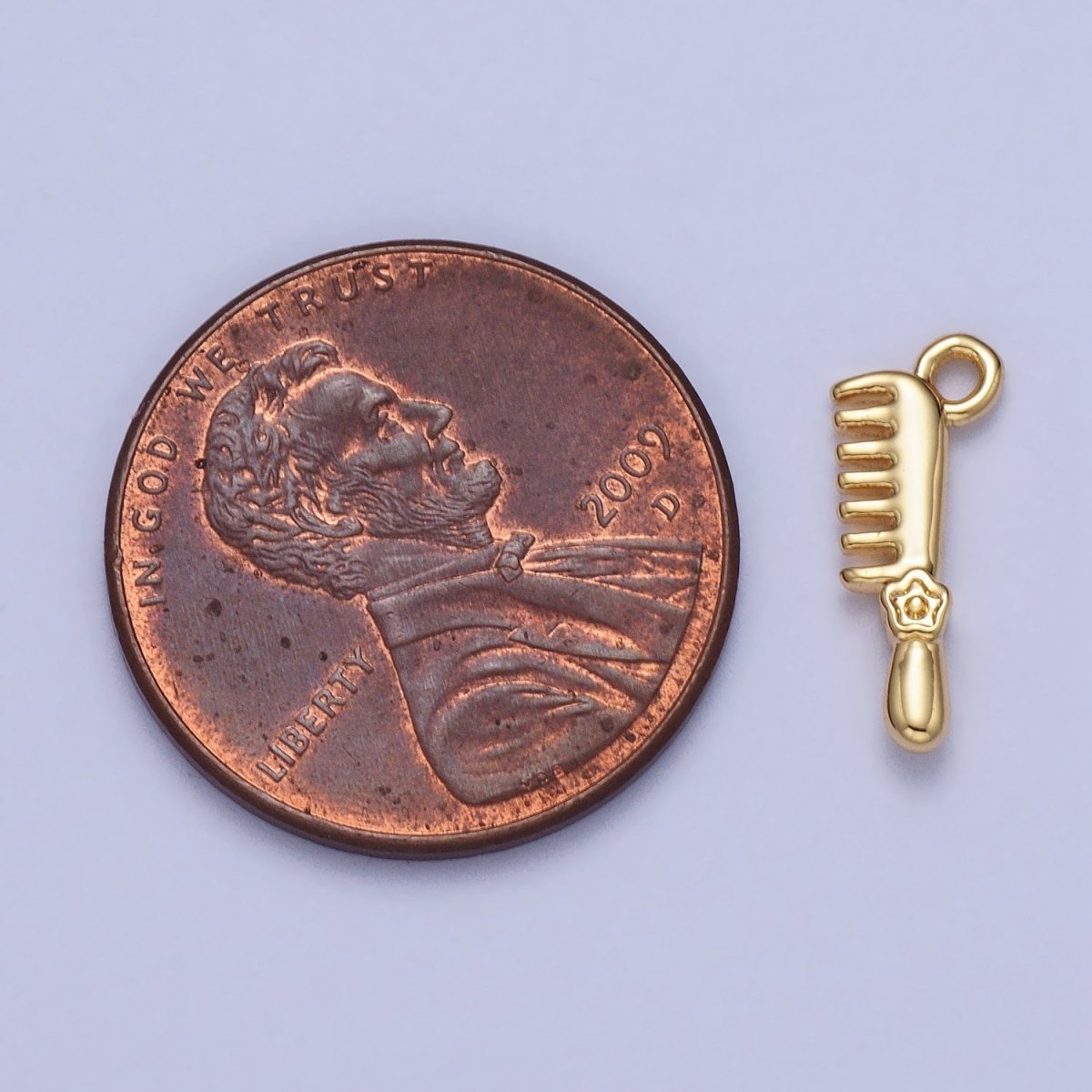 Gold, Silver Mini Flower-Themed Hairbrush Comb Add-On Charm | AC044