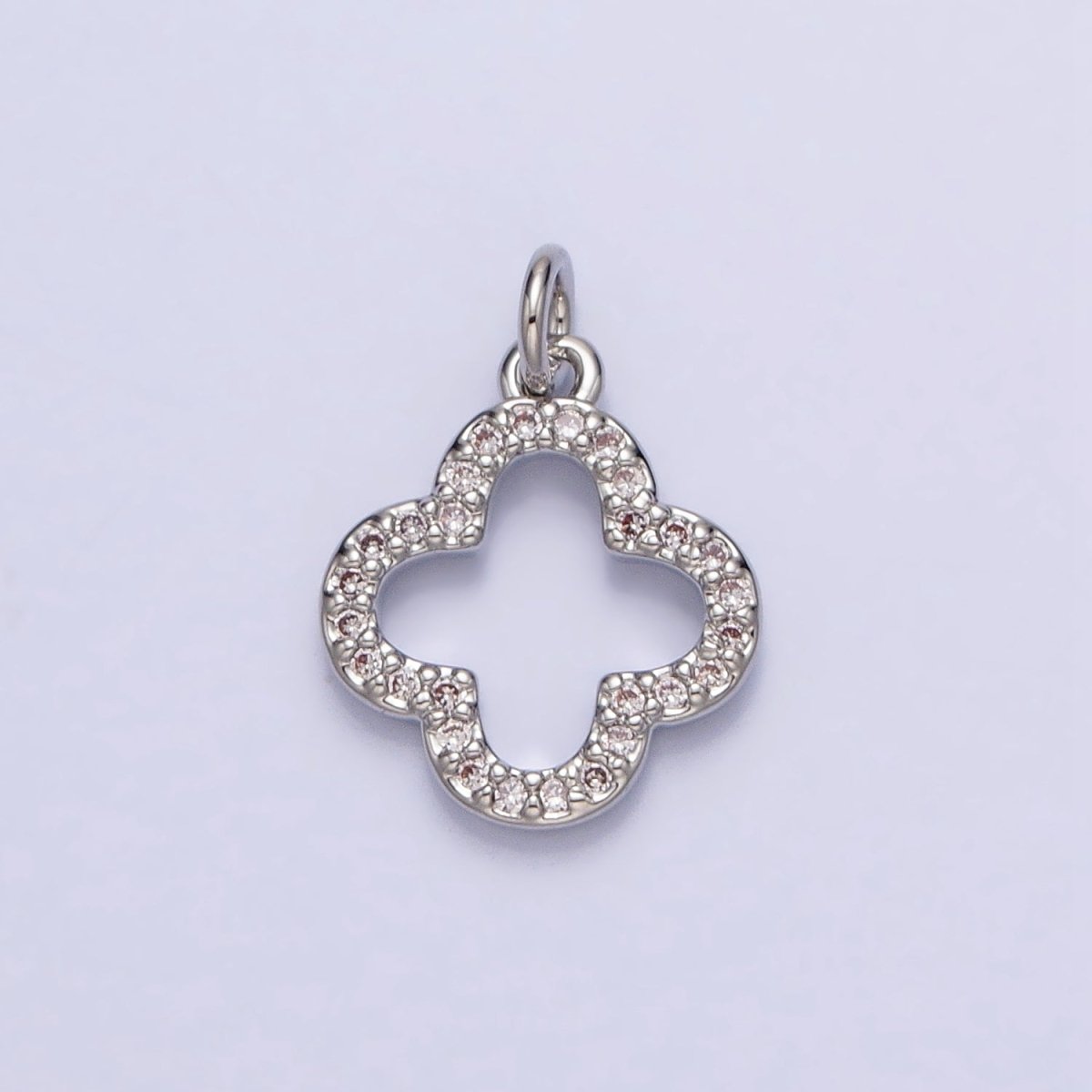 Gold, Silver Mini Lucky Four-Leaf Clover Quatrefoil Open Charm | AC-733 AC-734