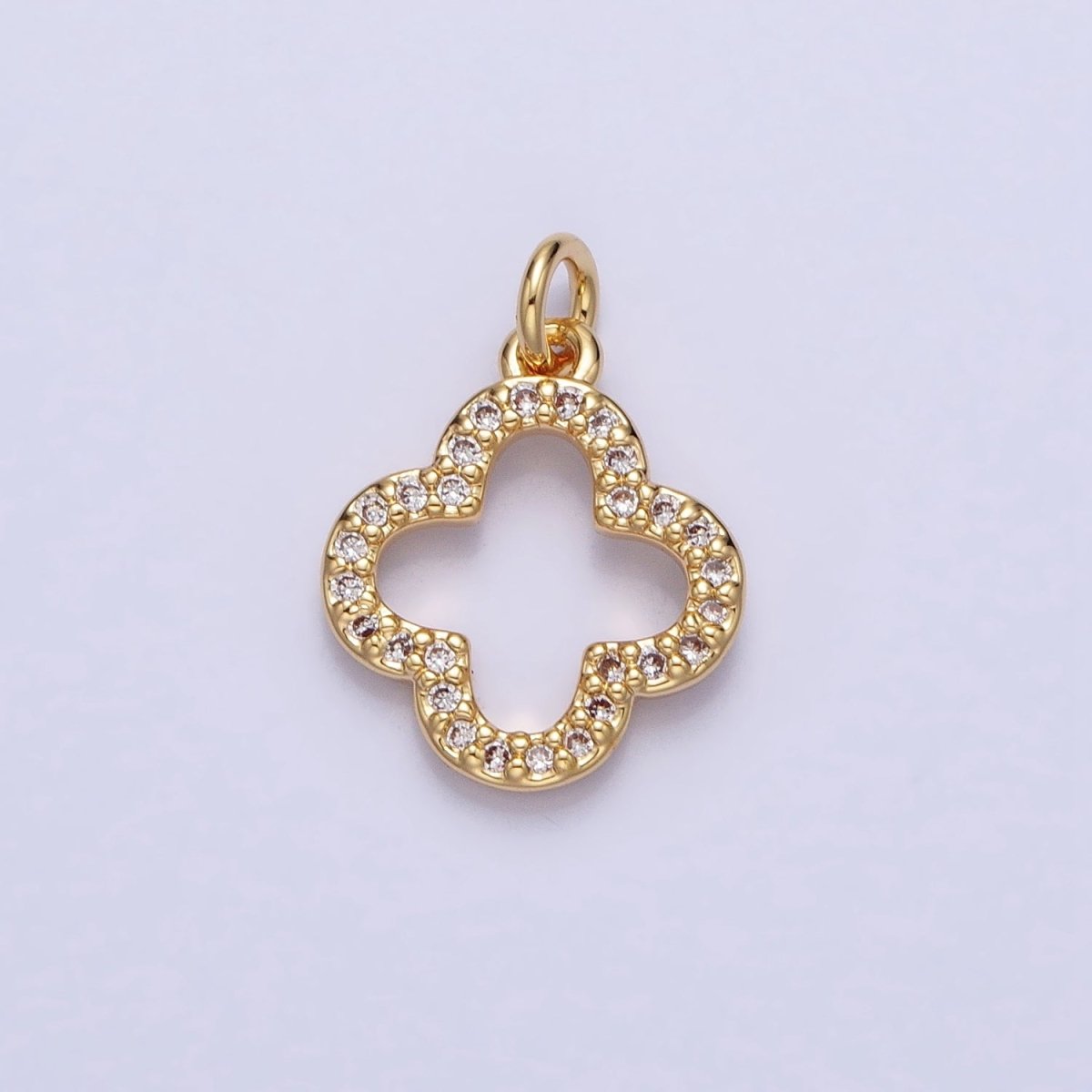 Gold, Silver Mini Lucky Four-Leaf Clover Quatrefoil Open Charm | AC-733 AC-734