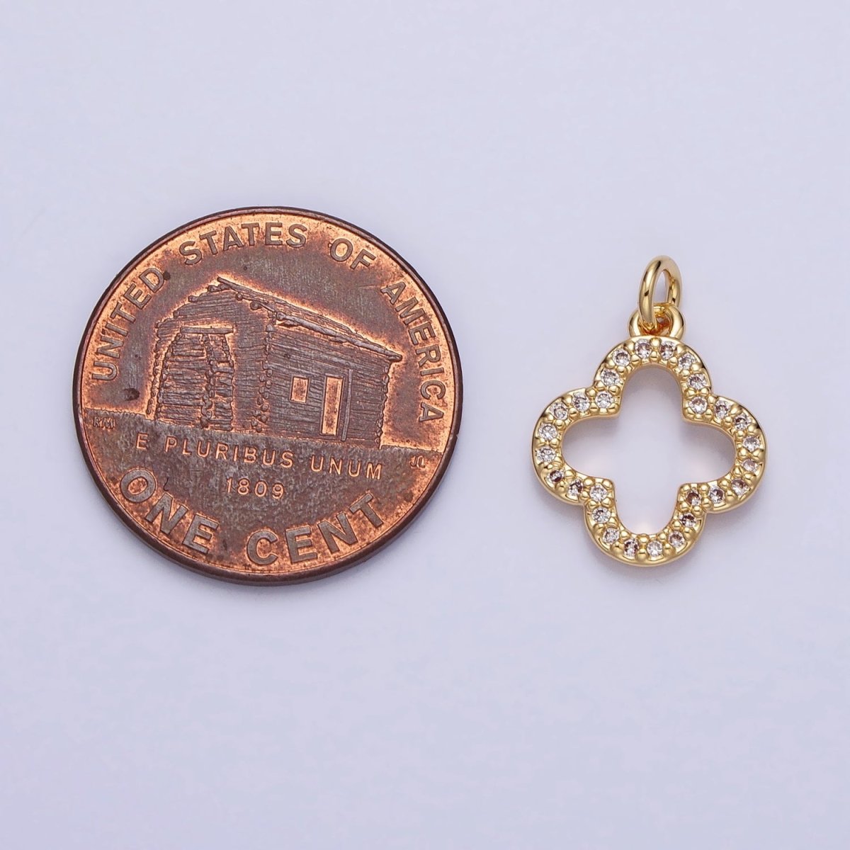 Gold, Silver Mini Lucky Four-Leaf Clover Quatrefoil Open Charm | AC-733 AC-734