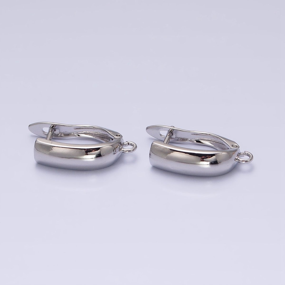 Gold, Silver Minimalist Flat Rectangular Open Loop English Lock Earrings Supply | Z-294 Z-295