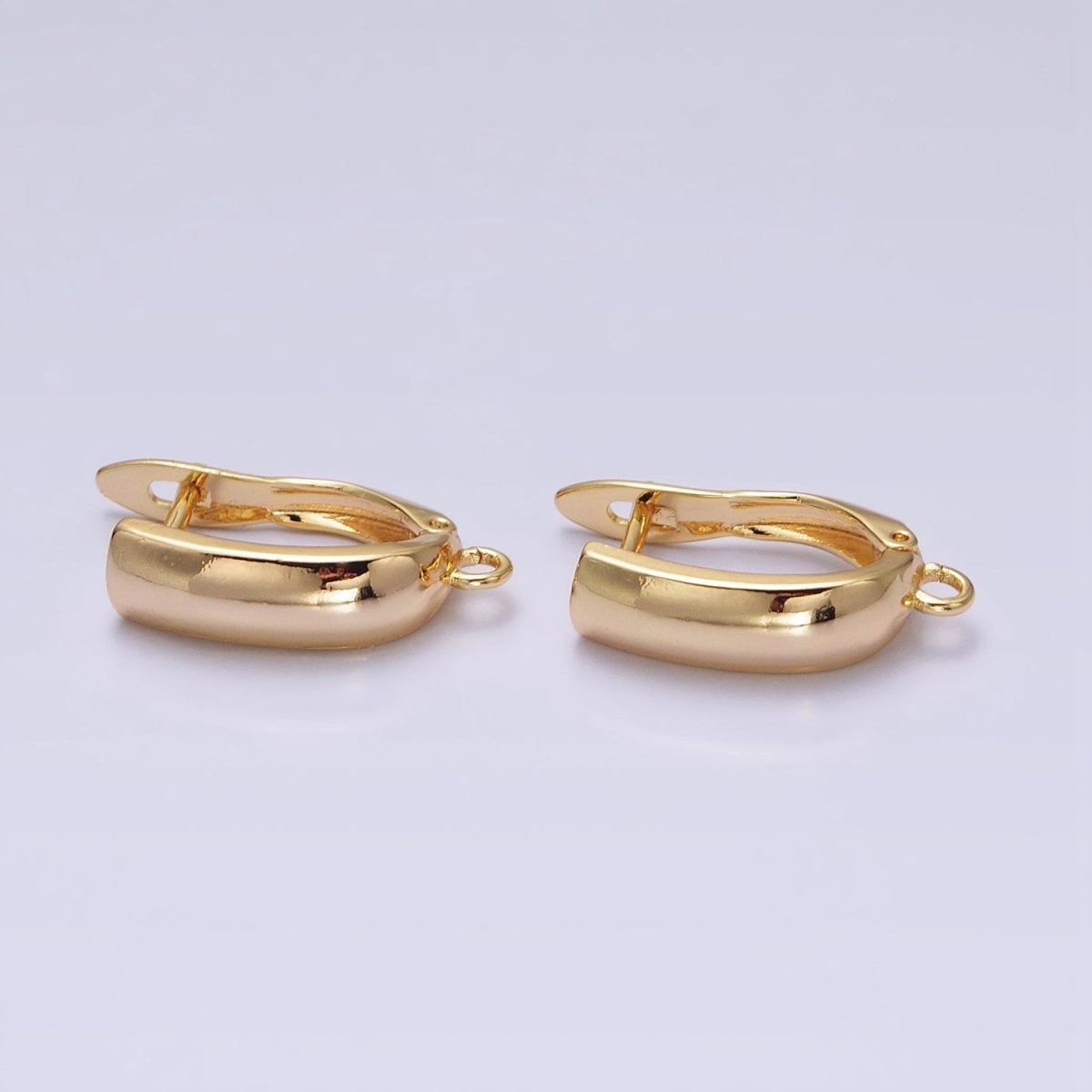 Gold, Silver Minimalist Flat Rectangular Open Loop English Lock Earrings Supply | Z-294 Z-295