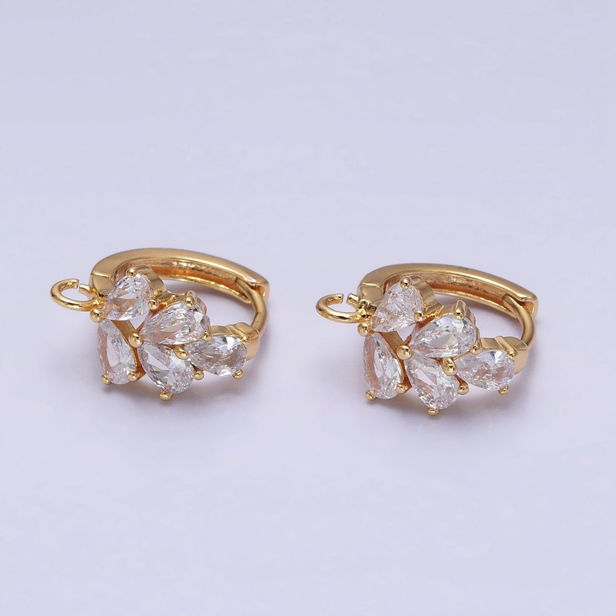 Gold, Silver Multiple Clear Marquise Huggie Open Loop Earrings Supply Open Link Earring | Z-292 Z-293