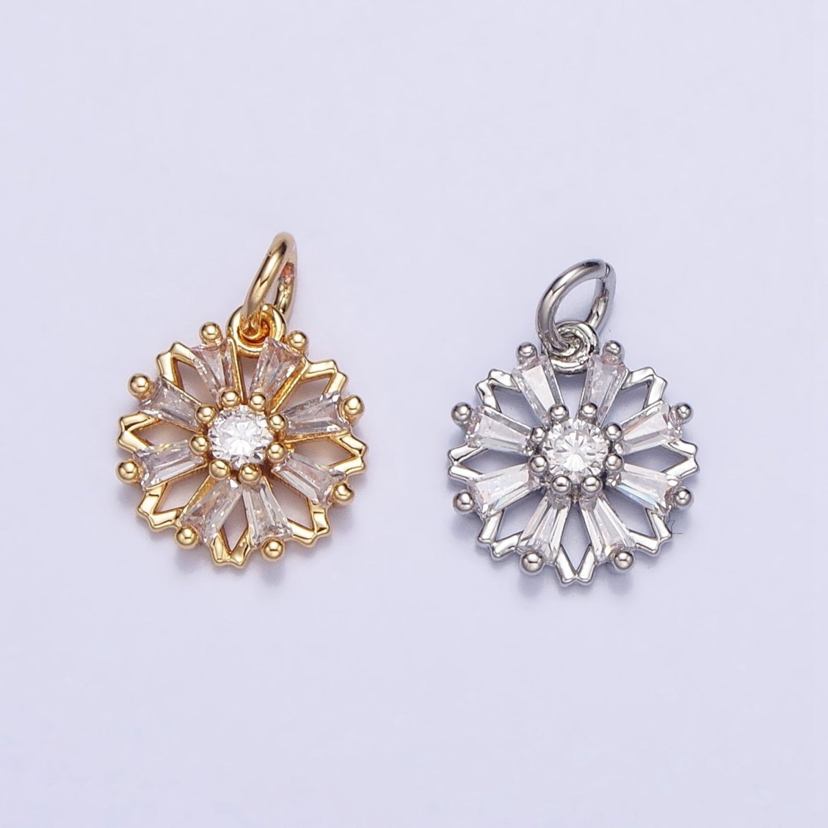 Gold, Silver Nature Flower Baguette Add-On Charm | AC701 AC702