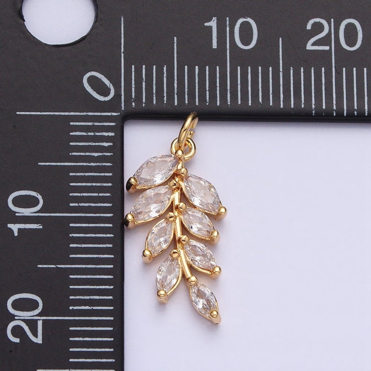 Gold, Silver Olive Leaf Clear Marquise Plant Add-On Charm | AC606 AC624
