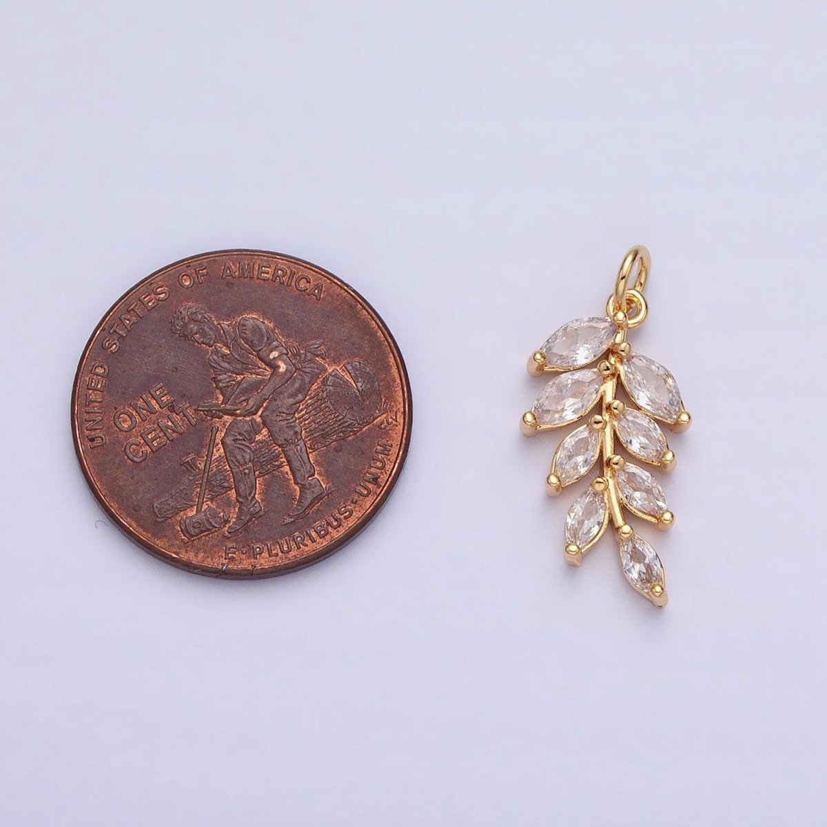 Gold, Silver Olive Leaf Clear Marquise Plant Add-On Charm | AC606 AC624