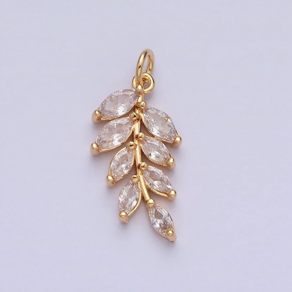Gold, Silver Olive Leaf Clear Marquise Plant Add-On Charm | AC606 AC624
