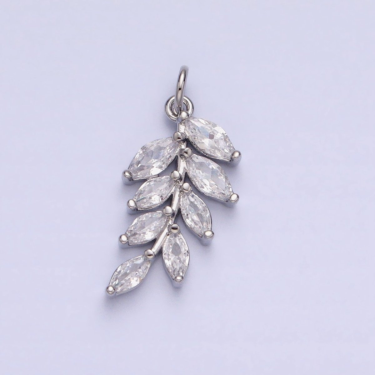 Gold, Silver Olive Leaf Clear Marquise Plant Add-On Charm | AC606 AC624