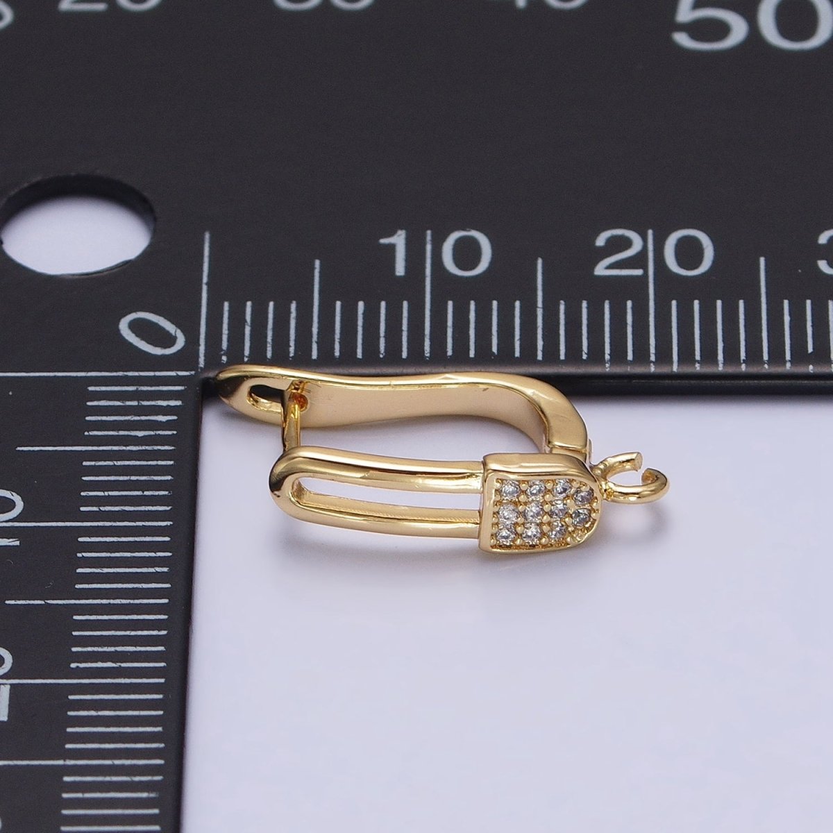 Gold. Silver Paperclip Micro Paved CZ Open Loop English Lock Earrings Supply in Gold & Silver | Z-286 Z-287
