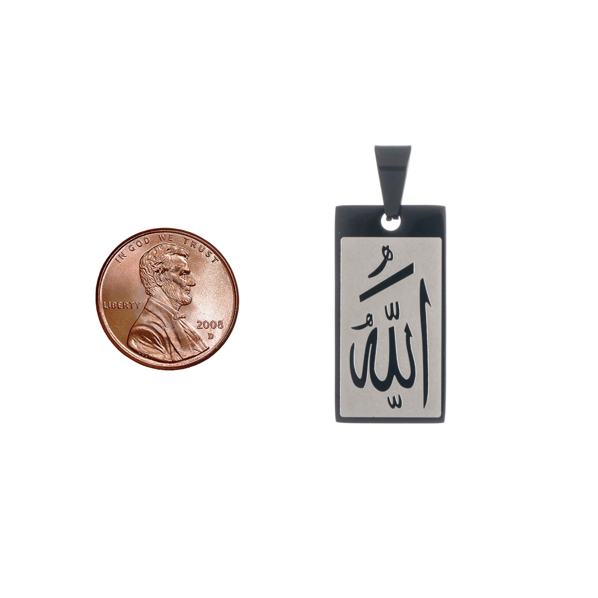 Gold, Silver Rectangular Allah Pendant Bar Frame Arabic Word Charm carved Charm for Men Necklace Jewelry Making Religious Necklace Supply J-477