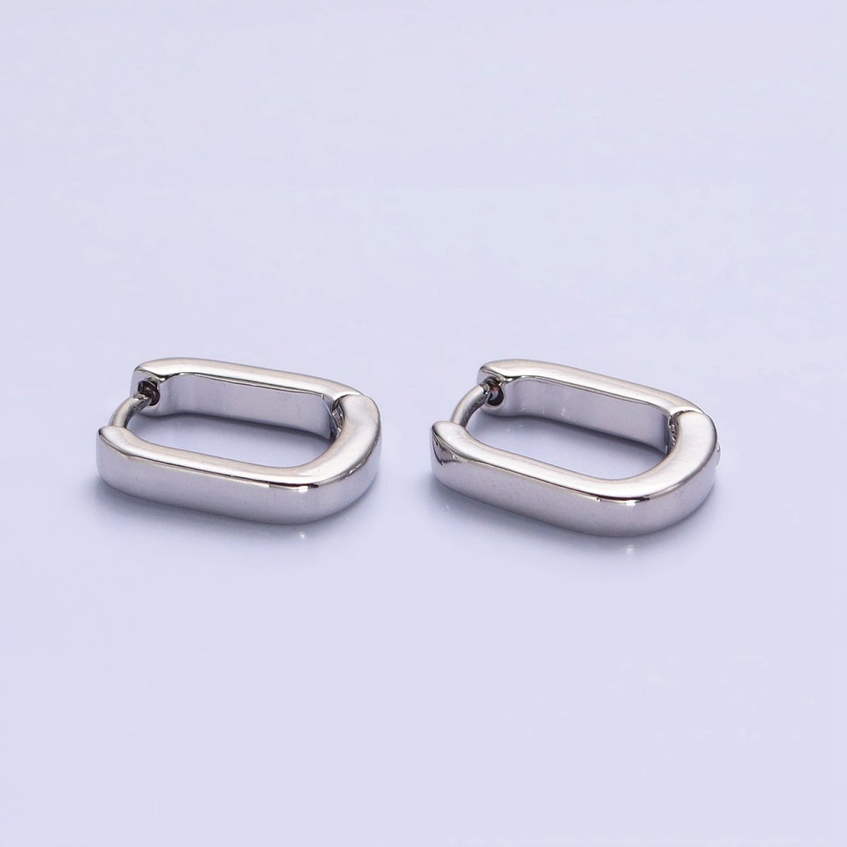 Gold, Silver Rectangular Oblong U-Shaped Huggie Earrings | AB946 AB809