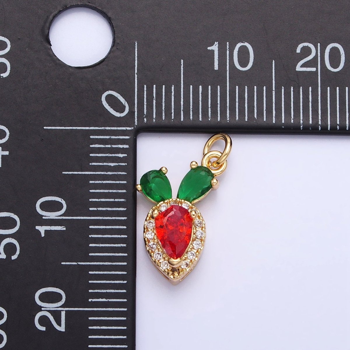 Gold, Silver Red-Orange Carrot Vegetable Micro Paved Teardrop Mini Add-On Charm | AC765 AC766