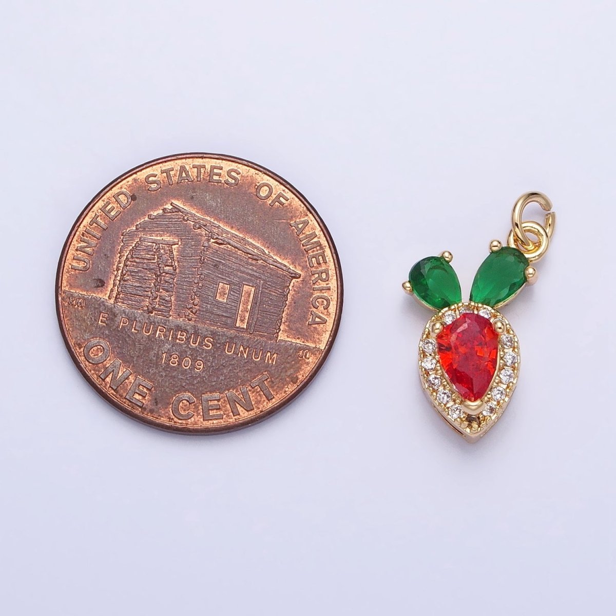 Gold, Silver Red-Orange Carrot Vegetable Micro Paved Teardrop Mini Add-On Charm | AC765 AC766