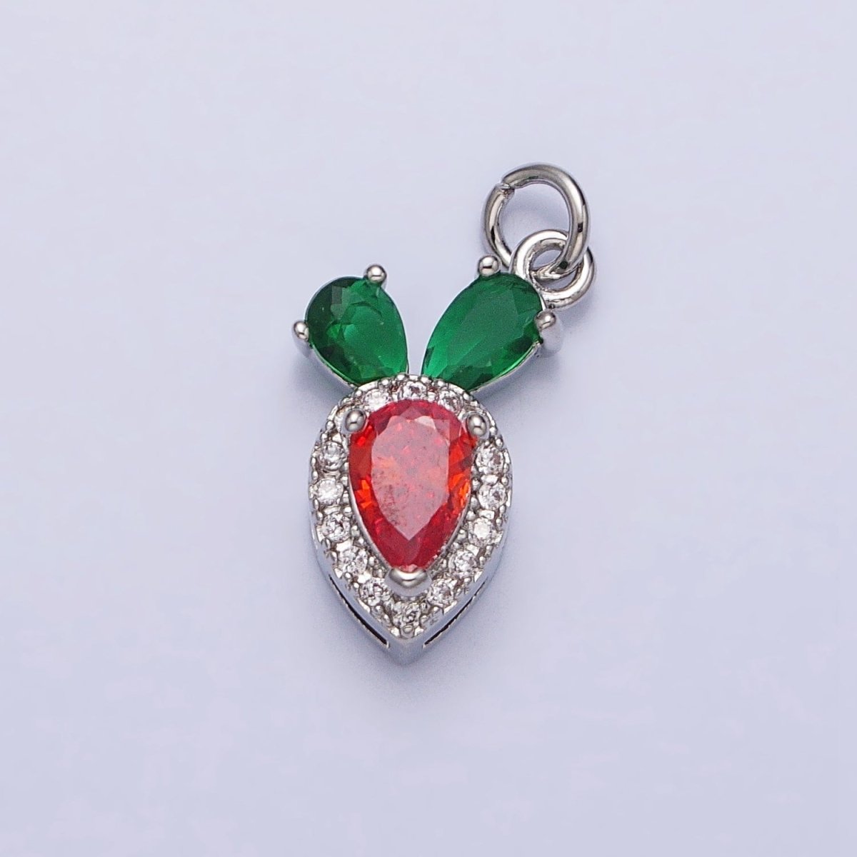 Gold, Silver Red-Orange Carrot Vegetable Micro Paved Teardrop Mini Add-On Charm | AC765 AC766