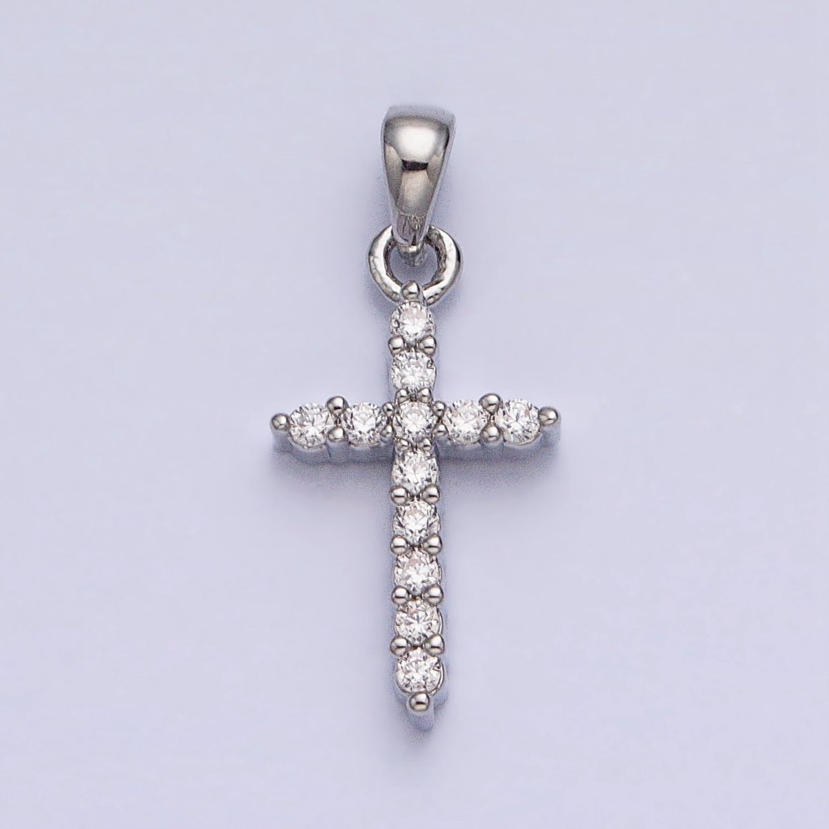 Gold, Silver Religious Latin Cross Micro Paved CZ Pendant | AA353 AA354