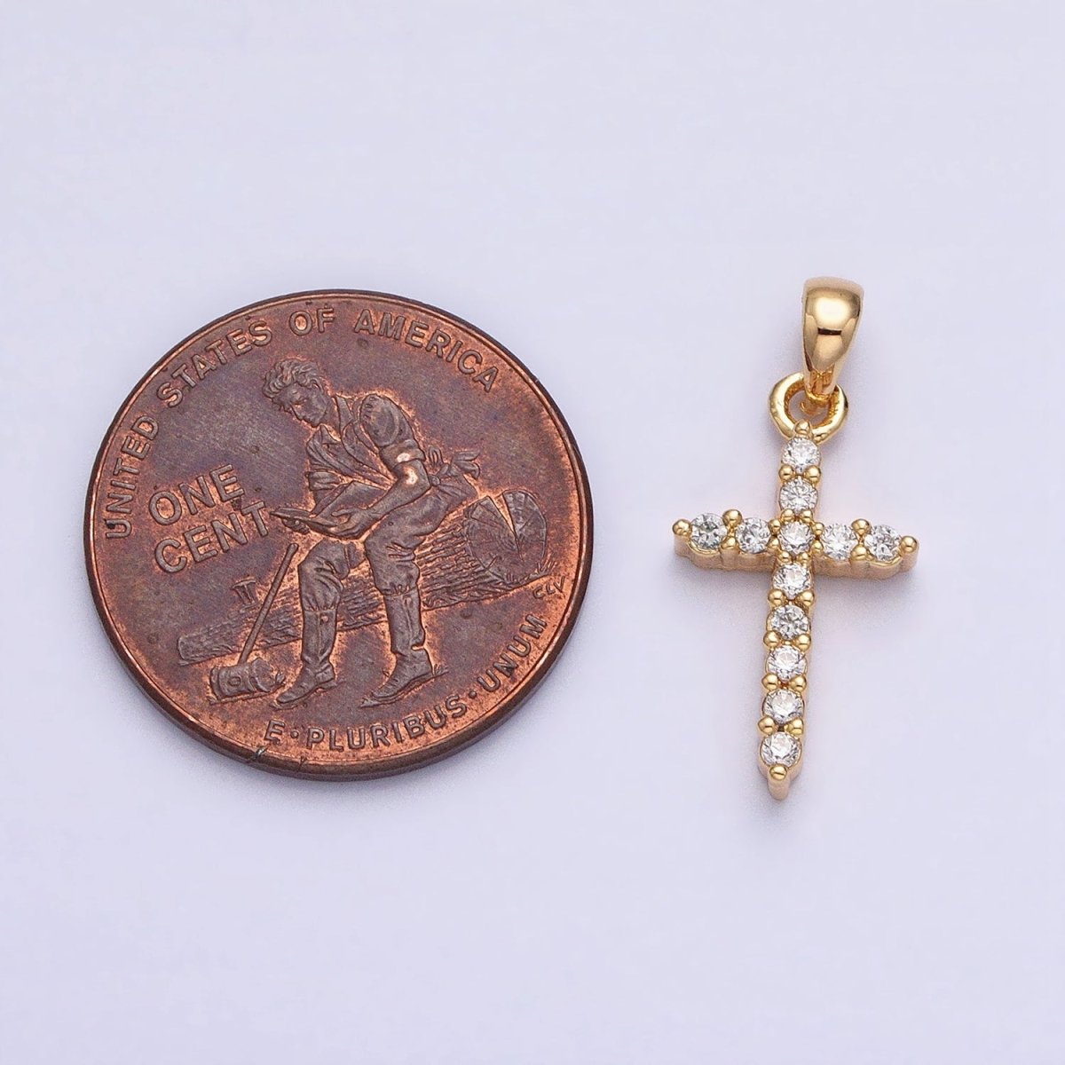 Gold, Silver Religious Latin Cross Micro Paved CZ Pendant | AA353 AA354