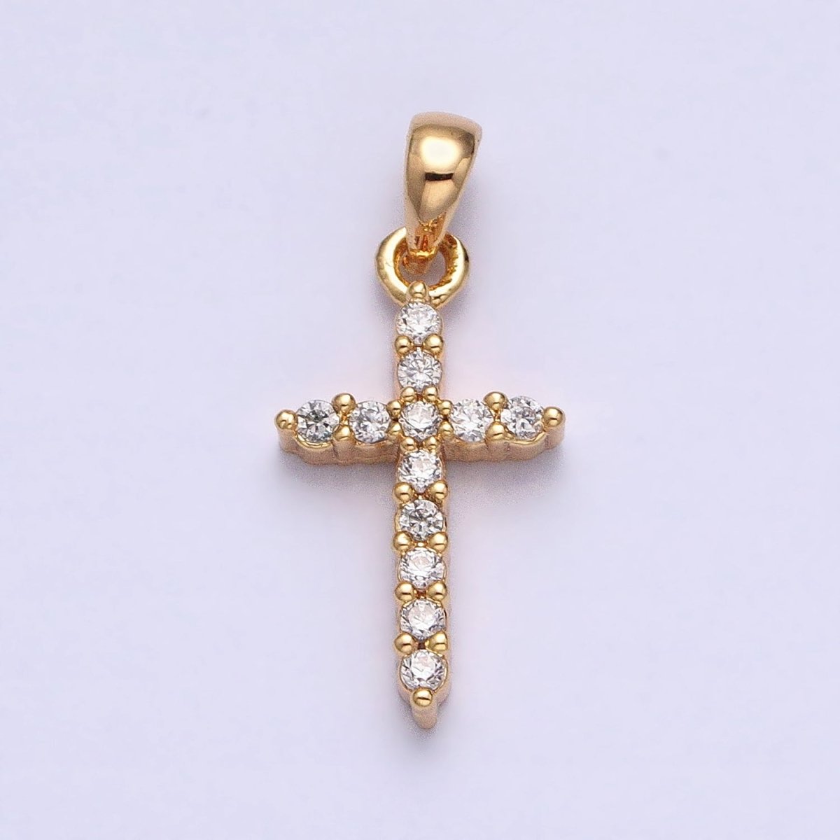 Gold, Silver Religious Latin Cross Micro Paved CZ Pendant | AA353 AA354