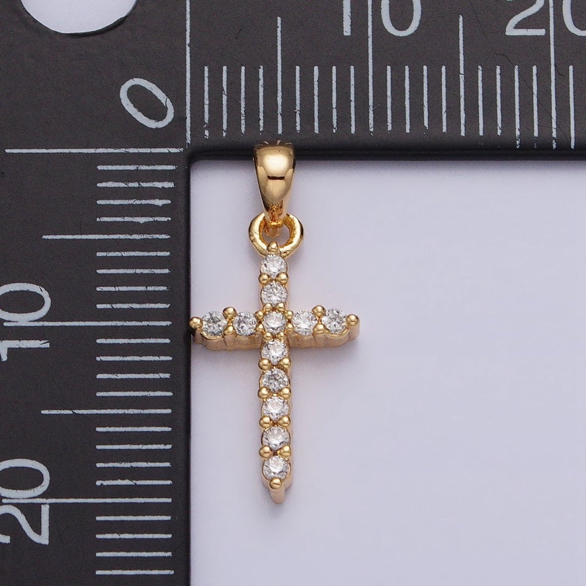 Gold, Silver Religious Latin Cross Micro Paved CZ Pendant | AA353 AA354