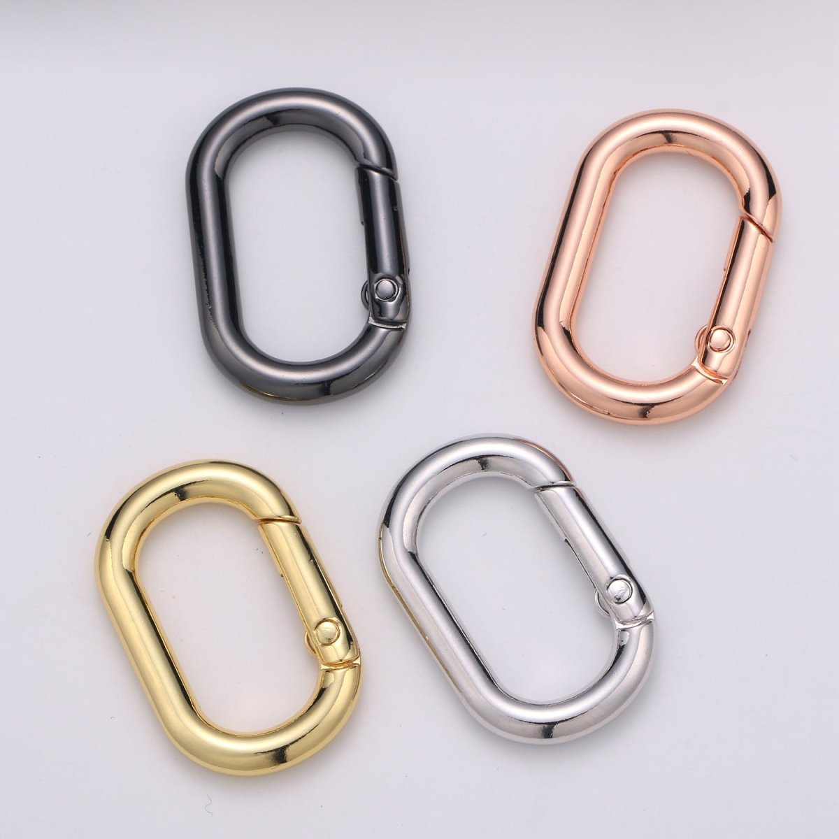 Gold, Silver, Rose Gold, Black Thick Push Gate Oval Clasp, Spring gate Clasp, 20x31mm Chunky Clasp for Statement Necklace  L-028~L-031