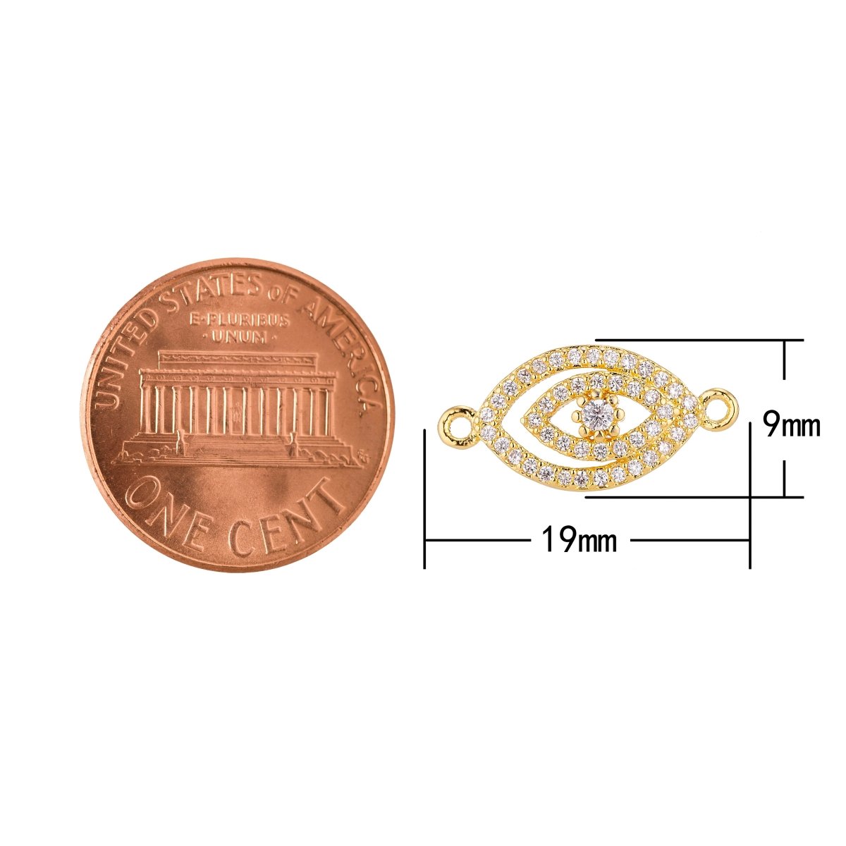 Gold, Silver, Rose Gold Cubic Zirconia Gold Filled Copper Material, Crystal Flower Evil Eye Protection Design Crystallized Bracelet CONNECTOR For Jewelry Making | F-055