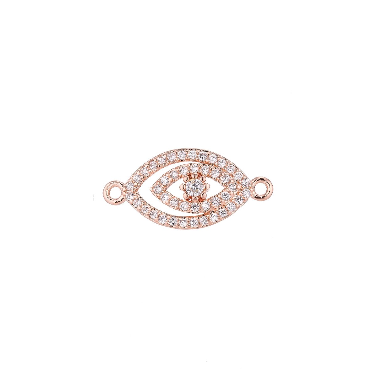 Gold, Silver, Rose Gold Cubic Zirconia Gold Filled Copper Material, Crystal Flower Evil Eye Protection Design Crystallized Bracelet CONNECTOR For Jewelry Making | F-055