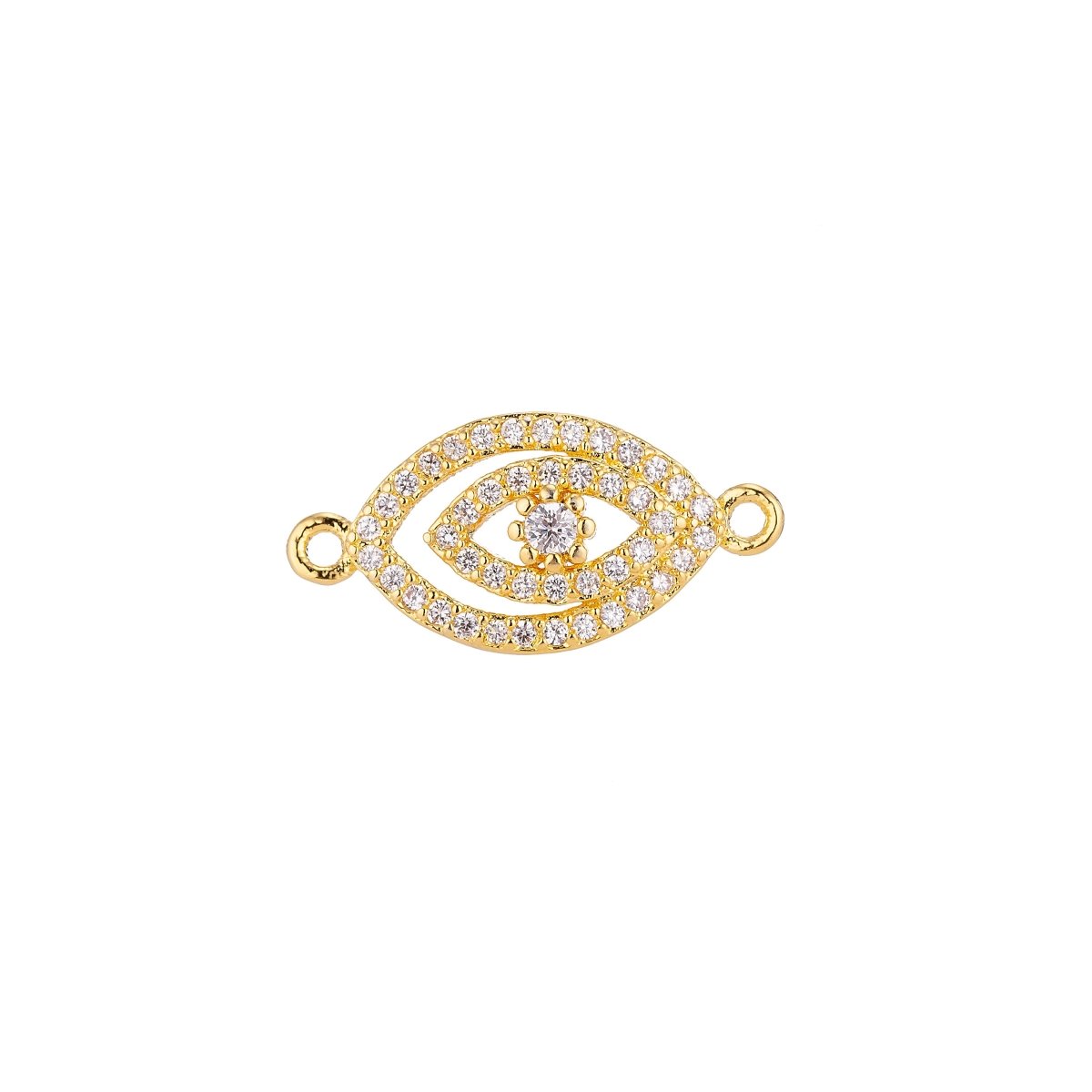Gold, Silver, Rose Gold Cubic Zirconia Gold Filled Copper Material, Crystal Flower Evil Eye Protection Design Crystallized Bracelet CONNECTOR For Jewelry Making | F-055
