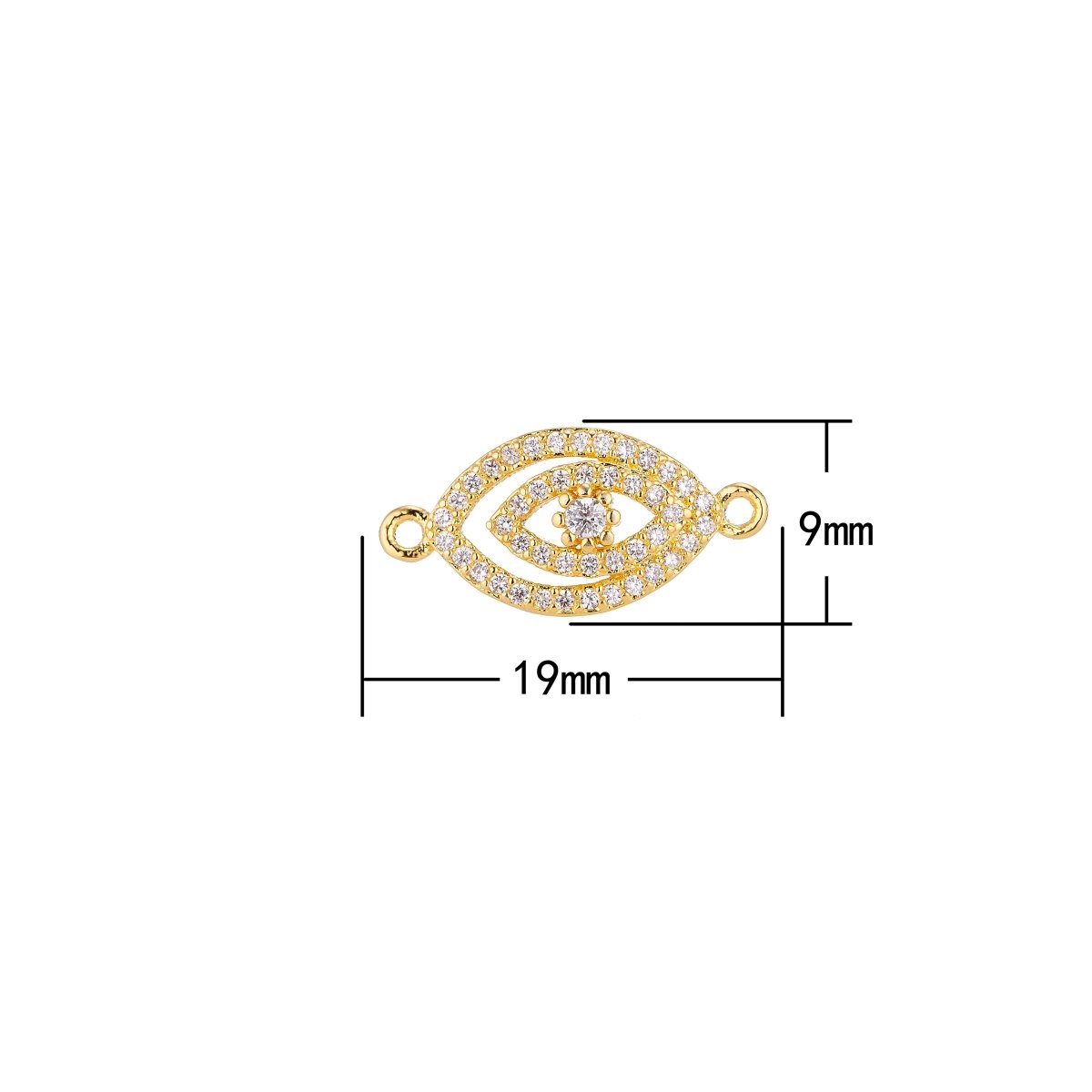 Gold, Silver, Rose Gold Cubic Zirconia Gold Filled Copper Material, Crystal Flower Evil Eye Protection Design Crystallized Bracelet CONNECTOR For Jewelry Making | F-055