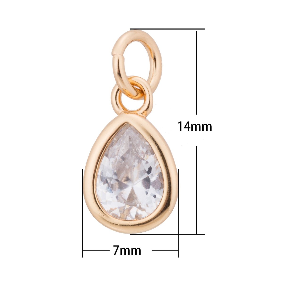 Gold / Silver / Rose Gold Pear Shaped, Tear Drop, Dangle Charm Modern Women DIY Craft Cubic Zirconia Bracelet Charm Bead Findings Pendant For Jewelry Making C-180