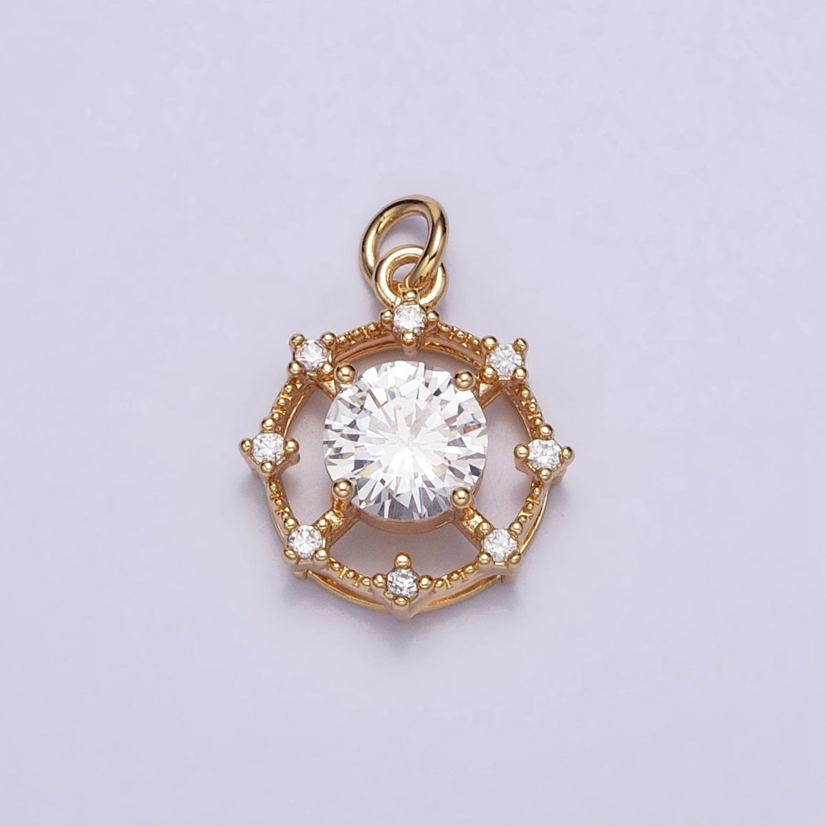 Gold, Silver Round Circular Clear CZ Geometric Add-On Charm | AC693 AC694