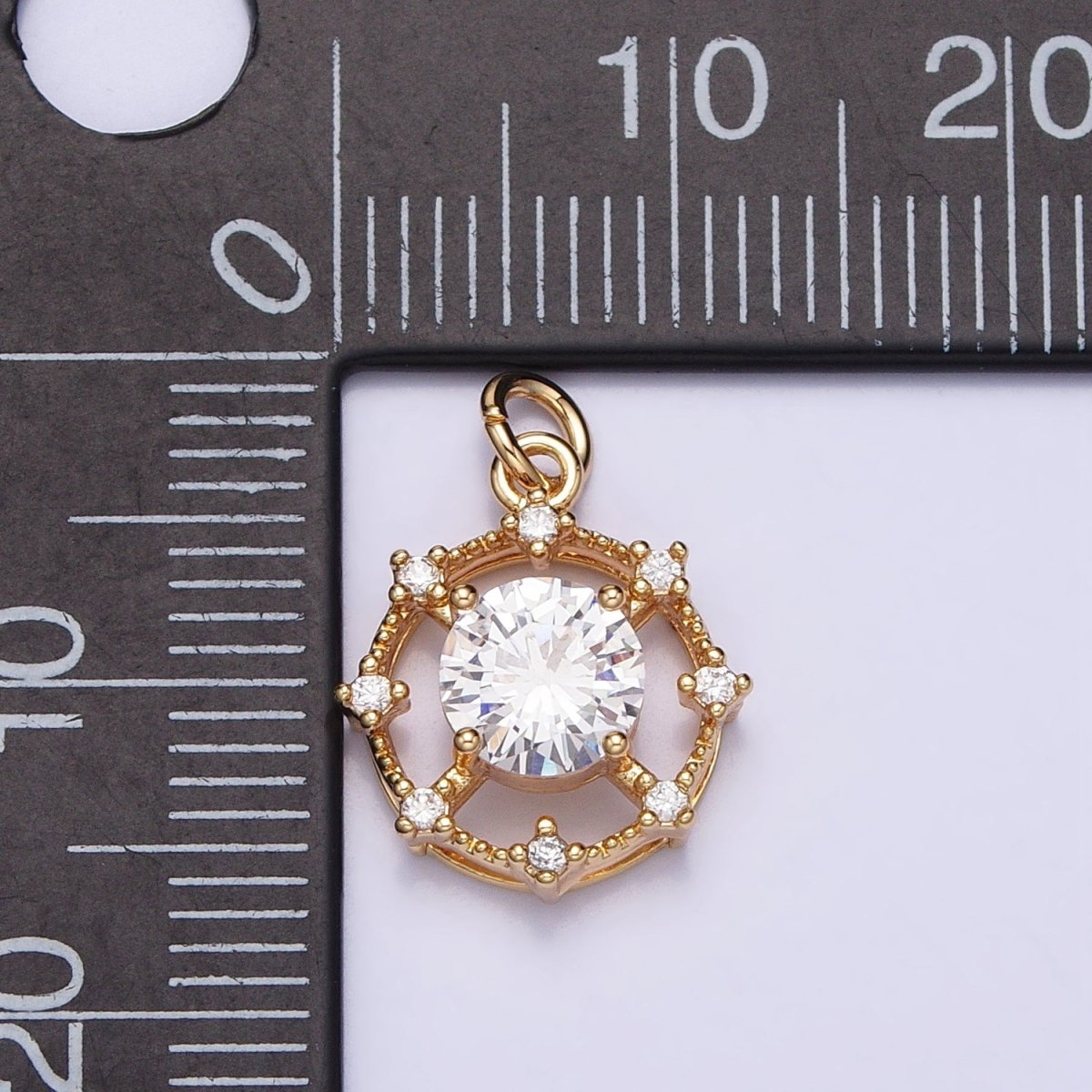 Gold, Silver Round Circular Clear CZ Geometric Add-On Charm | AC693 AC694