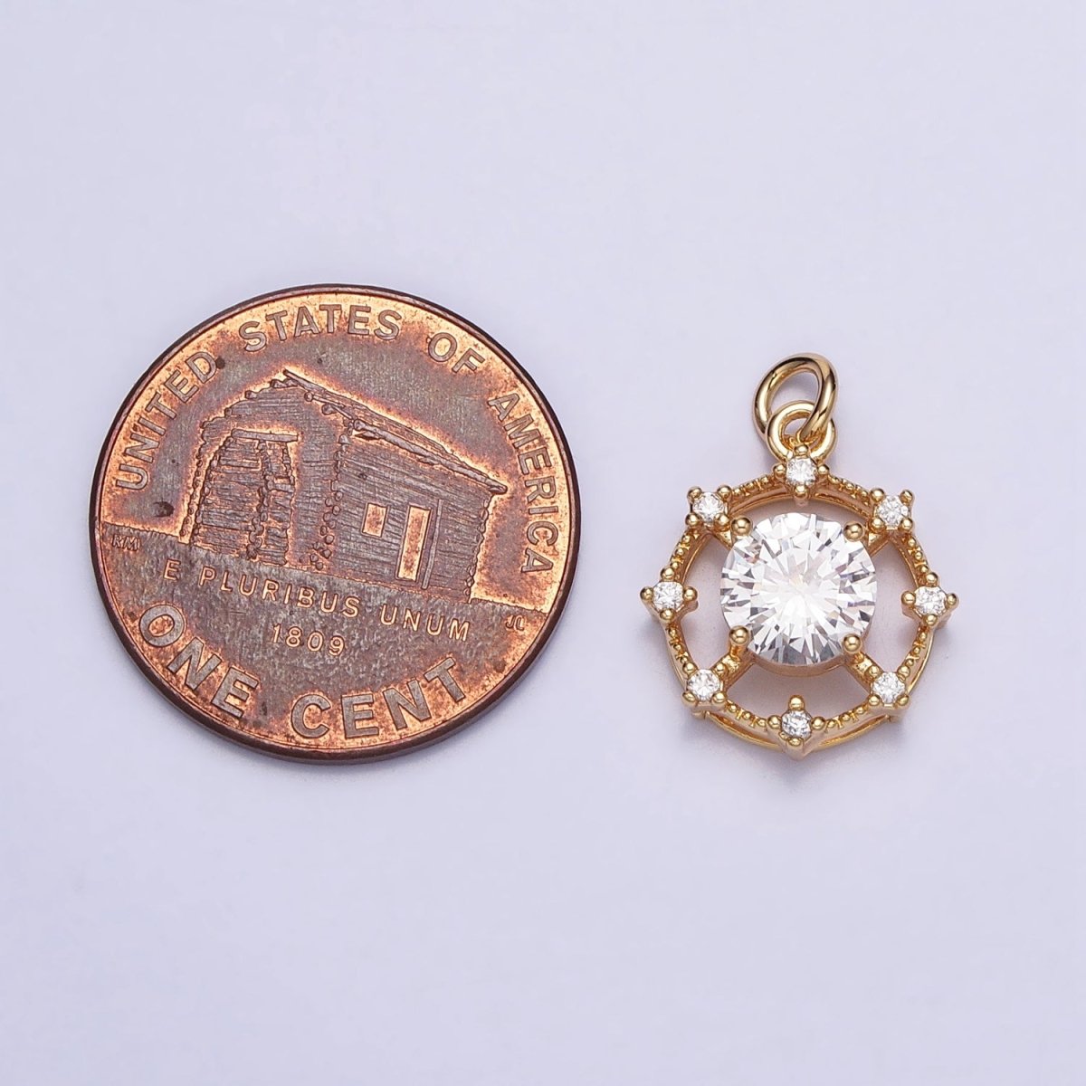 Gold, Silver Round Circular Clear CZ Geometric Add-On Charm | AC693 AC694
