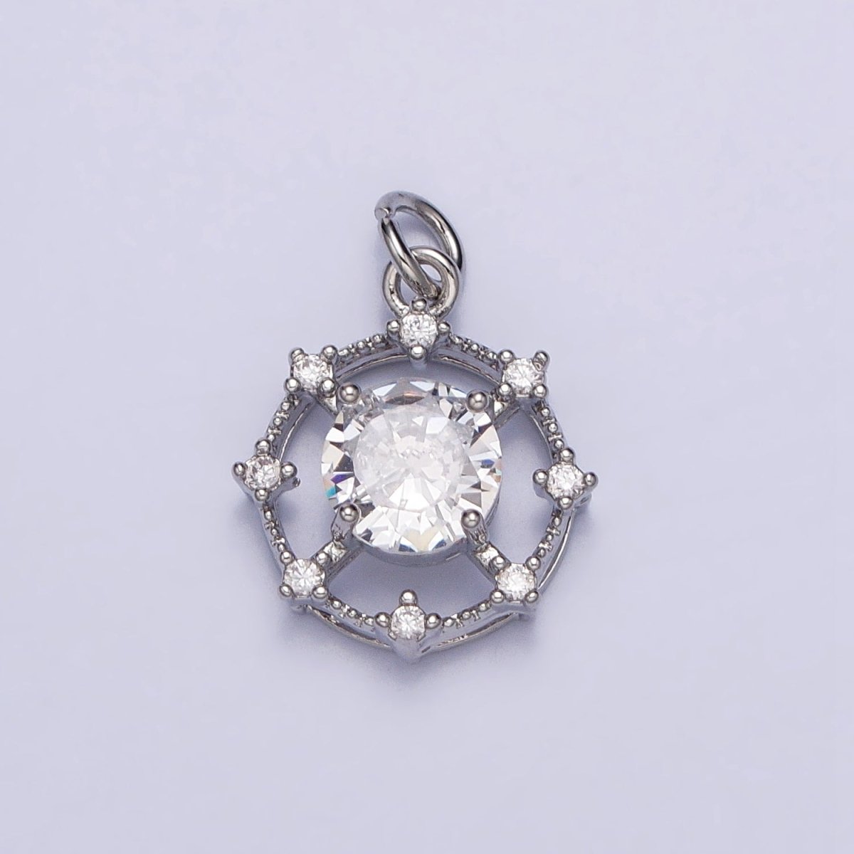 Gold, Silver Round Circular Clear CZ Geometric Add-On Charm | AC693 AC694