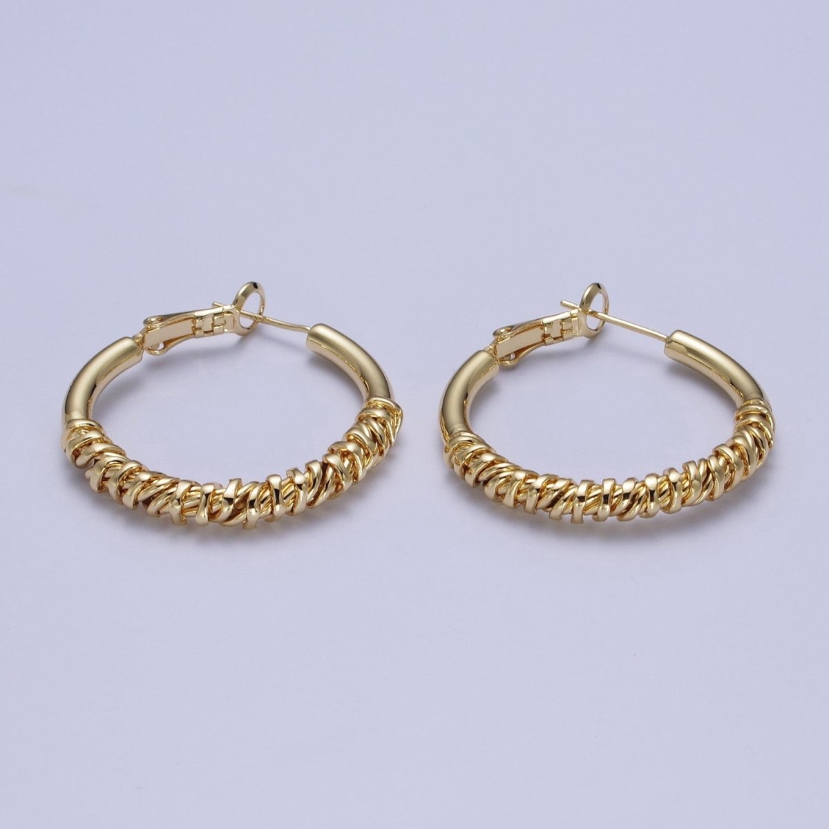 Gold / Silver Round Half Spiral Cord Geometric Hoops Earrings | AE1093 AE1094