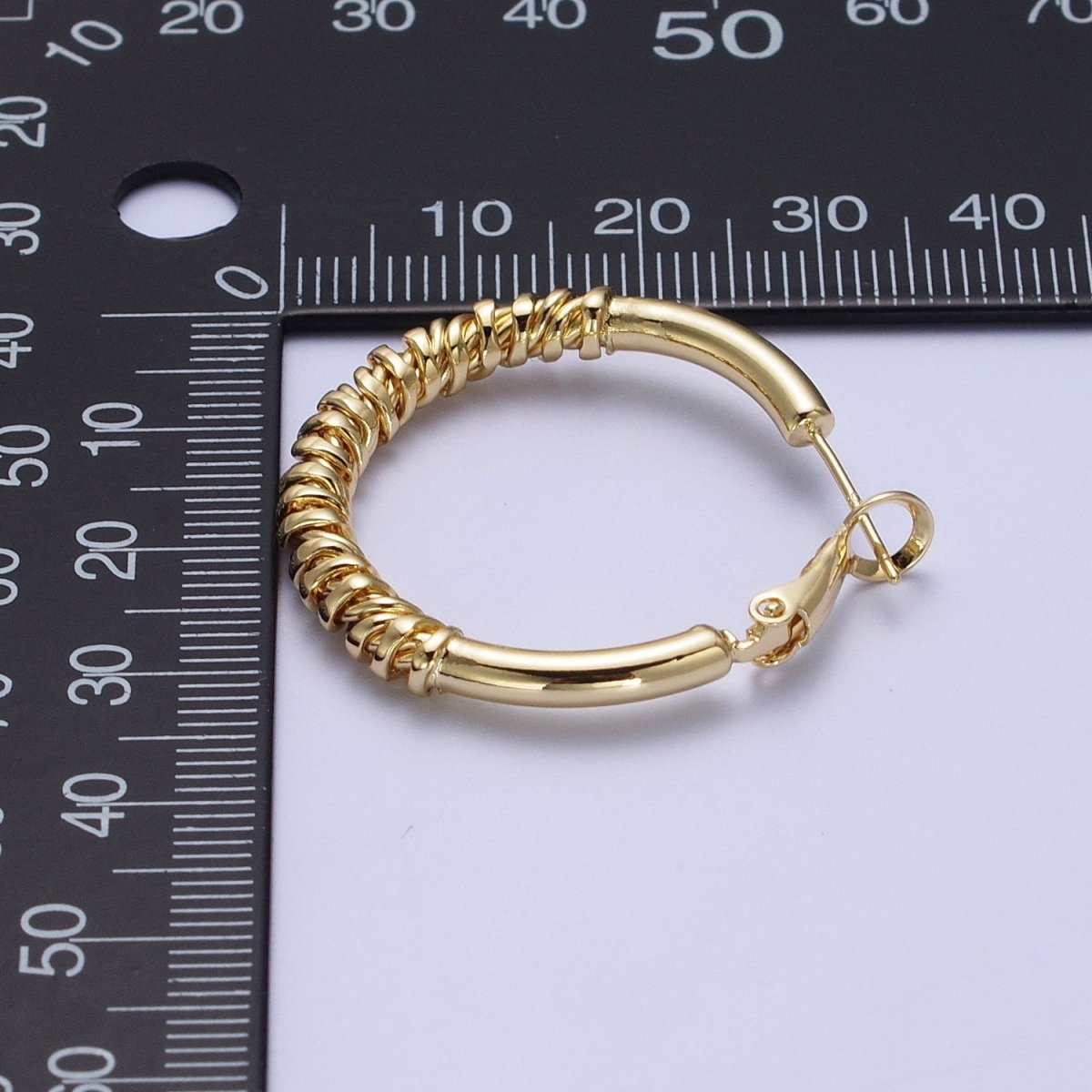 Gold / Silver Round Half Spiral Cord Geometric Hoops Earrings | AE1093 AE1094