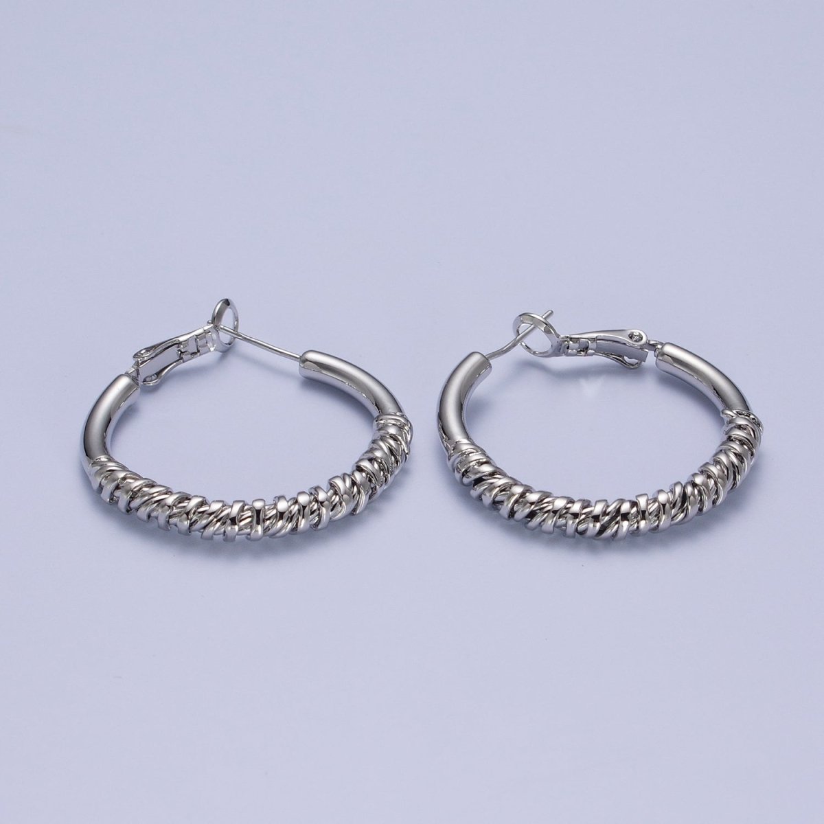 Gold / Silver Round Half Spiral Cord Geometric Hoops Earrings | AE1093 AE1094