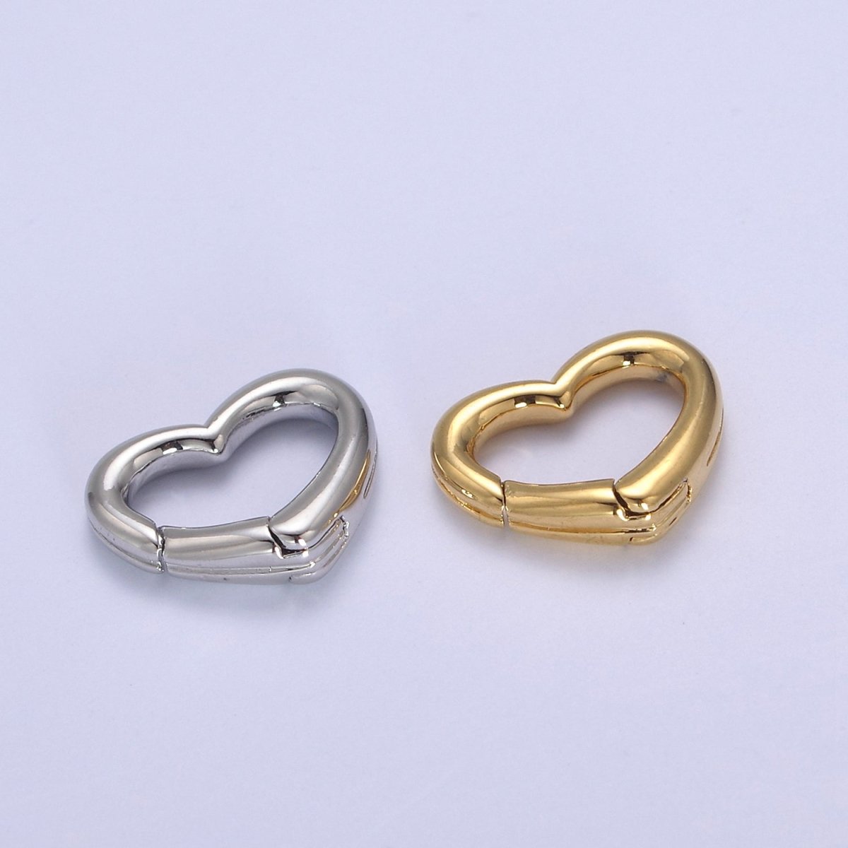 Gold Silver Spring Gate Ring  Heart Clasp, Push Clip Clasp, Spring Gate for Jewelry Making L-660 L-661