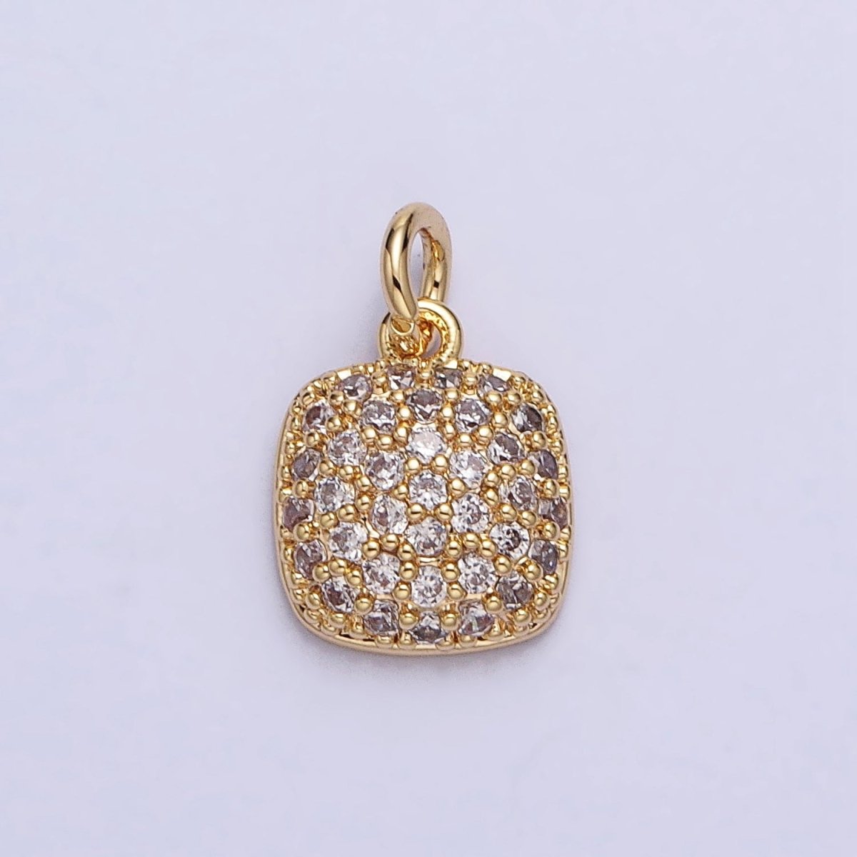 Gold, Silver Square Rounded Micro Paved CZ Add-On Charm | AC683 AC684